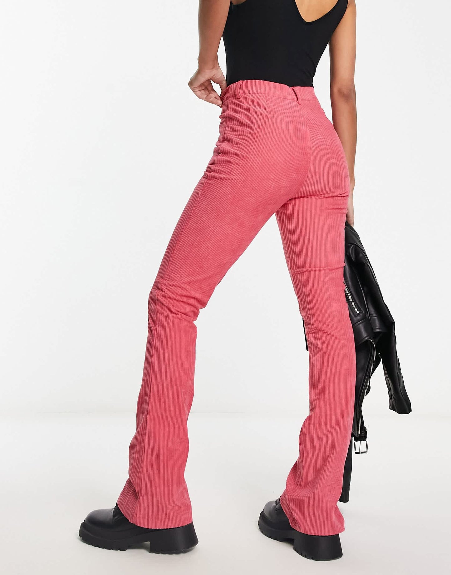 Heartbreak fit and flare cord trousers in pink