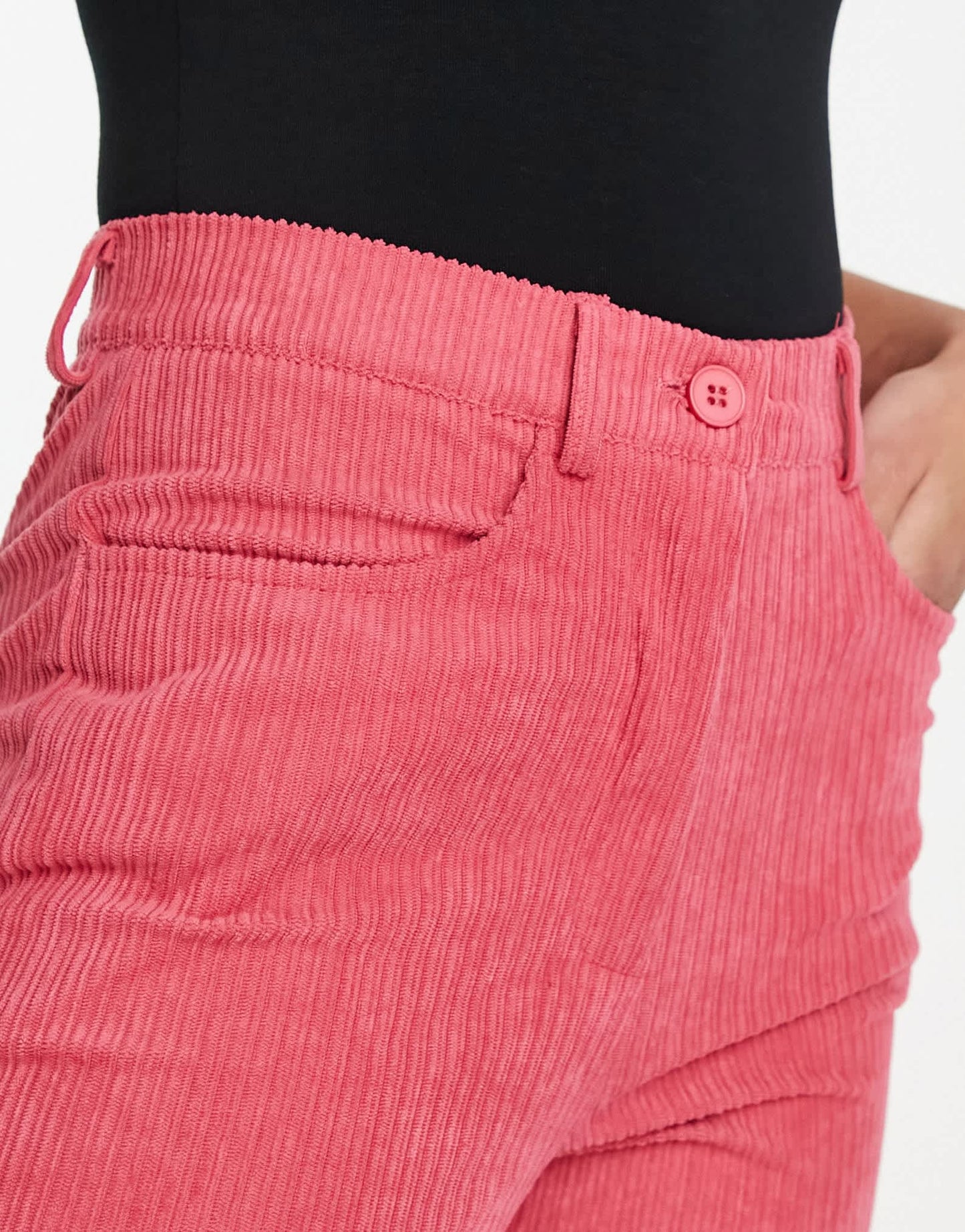 Heartbreak fit and flare cord trousers in pink