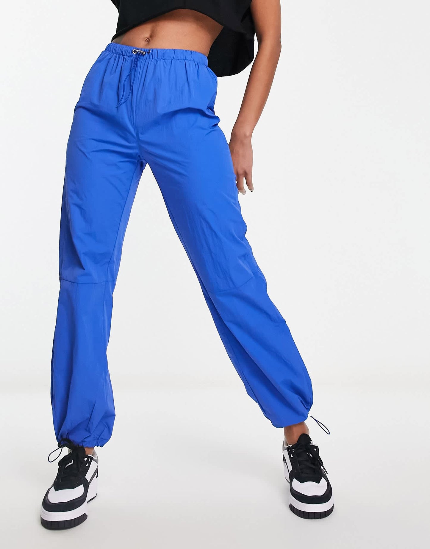 Heartbreak parachute wide leg trousers in cobalt