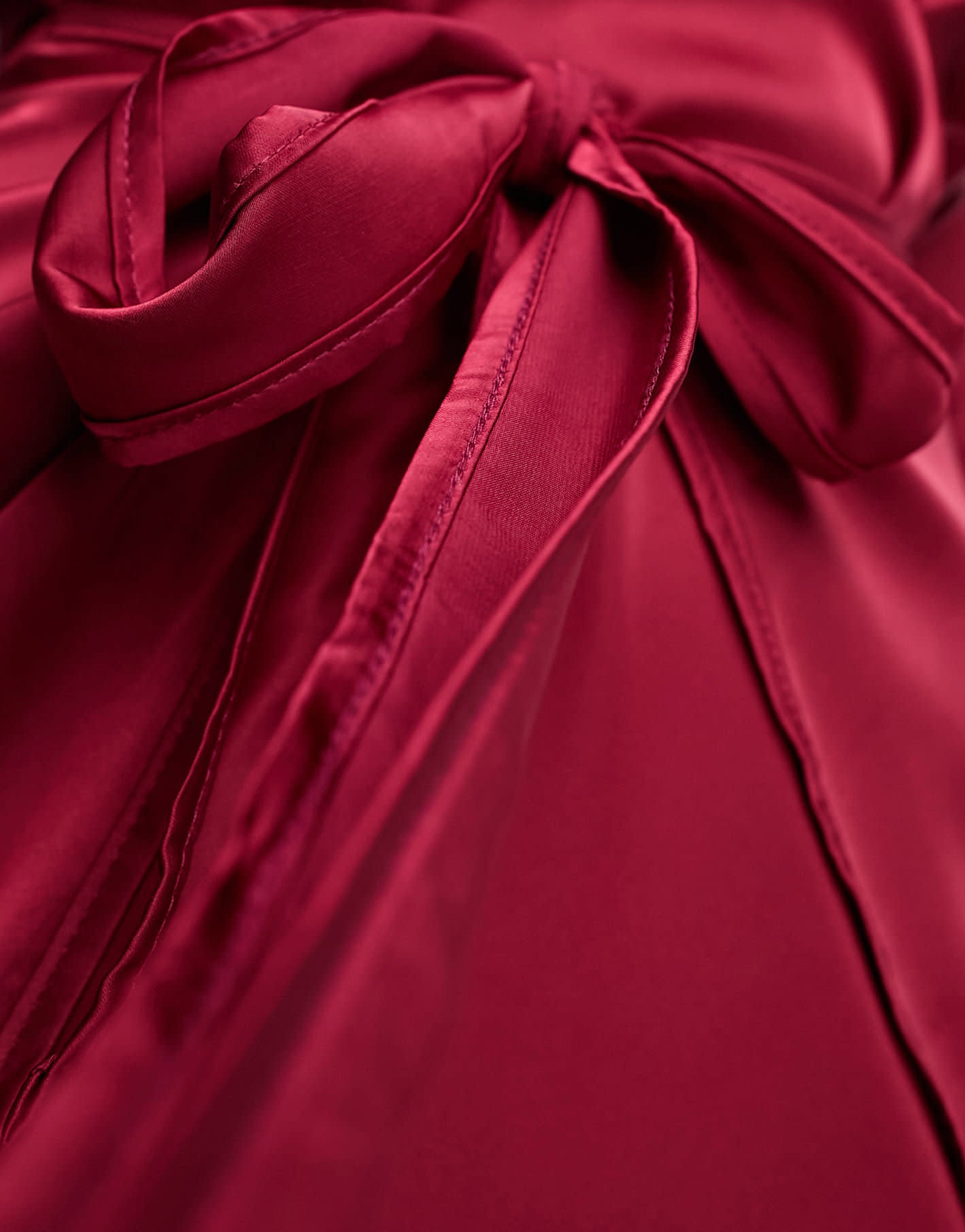 NaaNaa Petite satin blazer dress with tie waist in burgundy