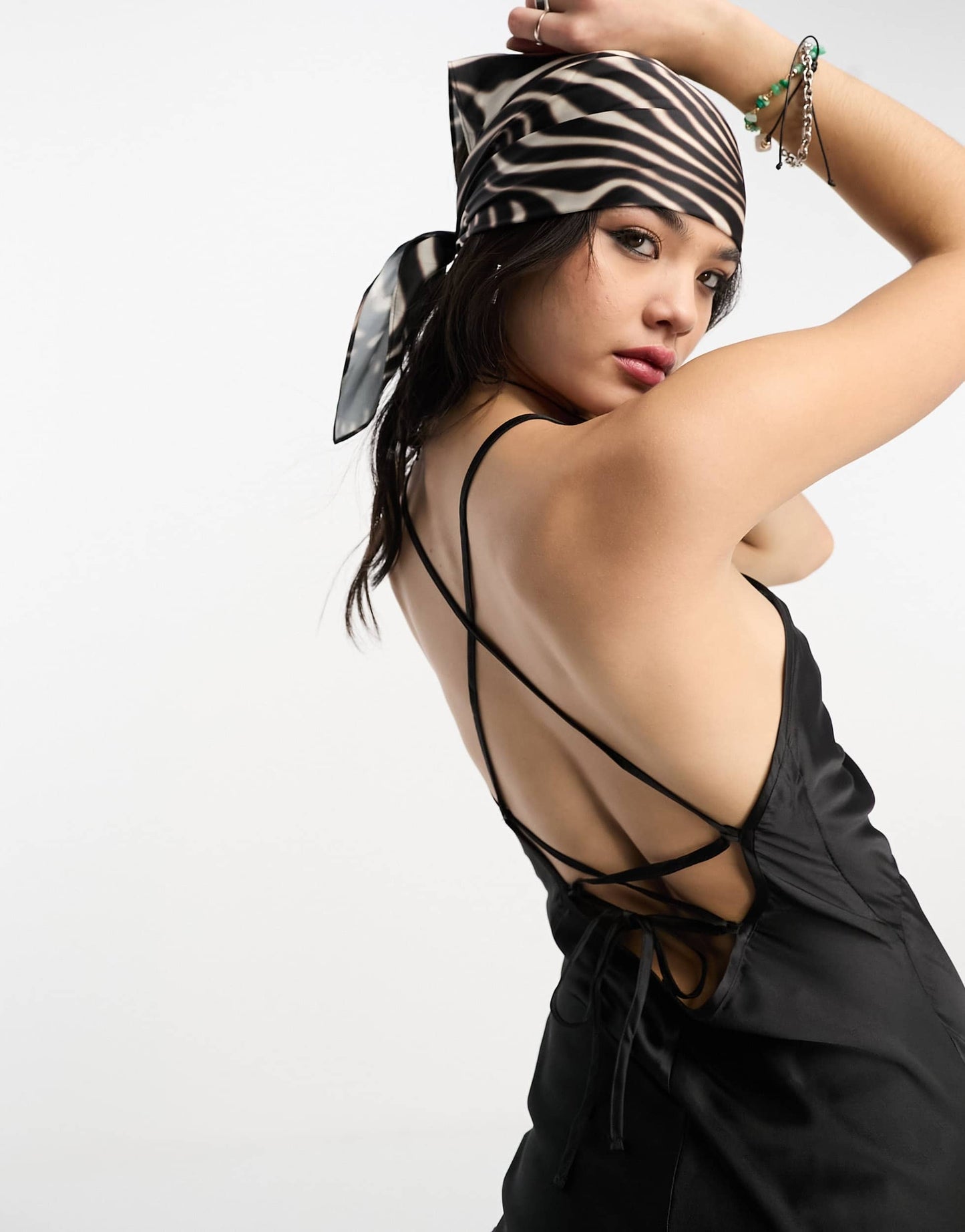 Reclaimed Vintage midi cami dress in black with tie back