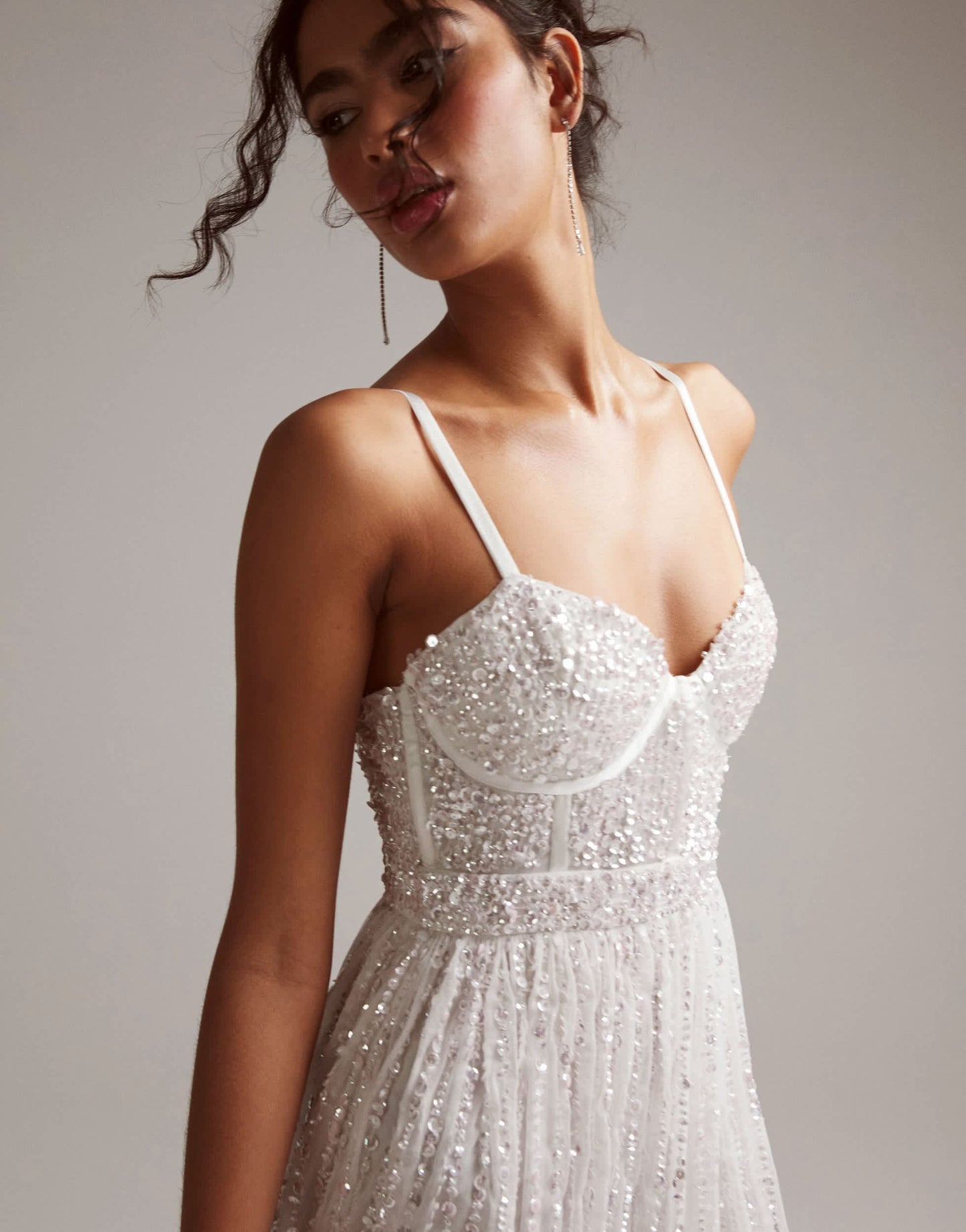 ASOS DESIGN Esme embellished corset cami wedding dress with full skirt in -