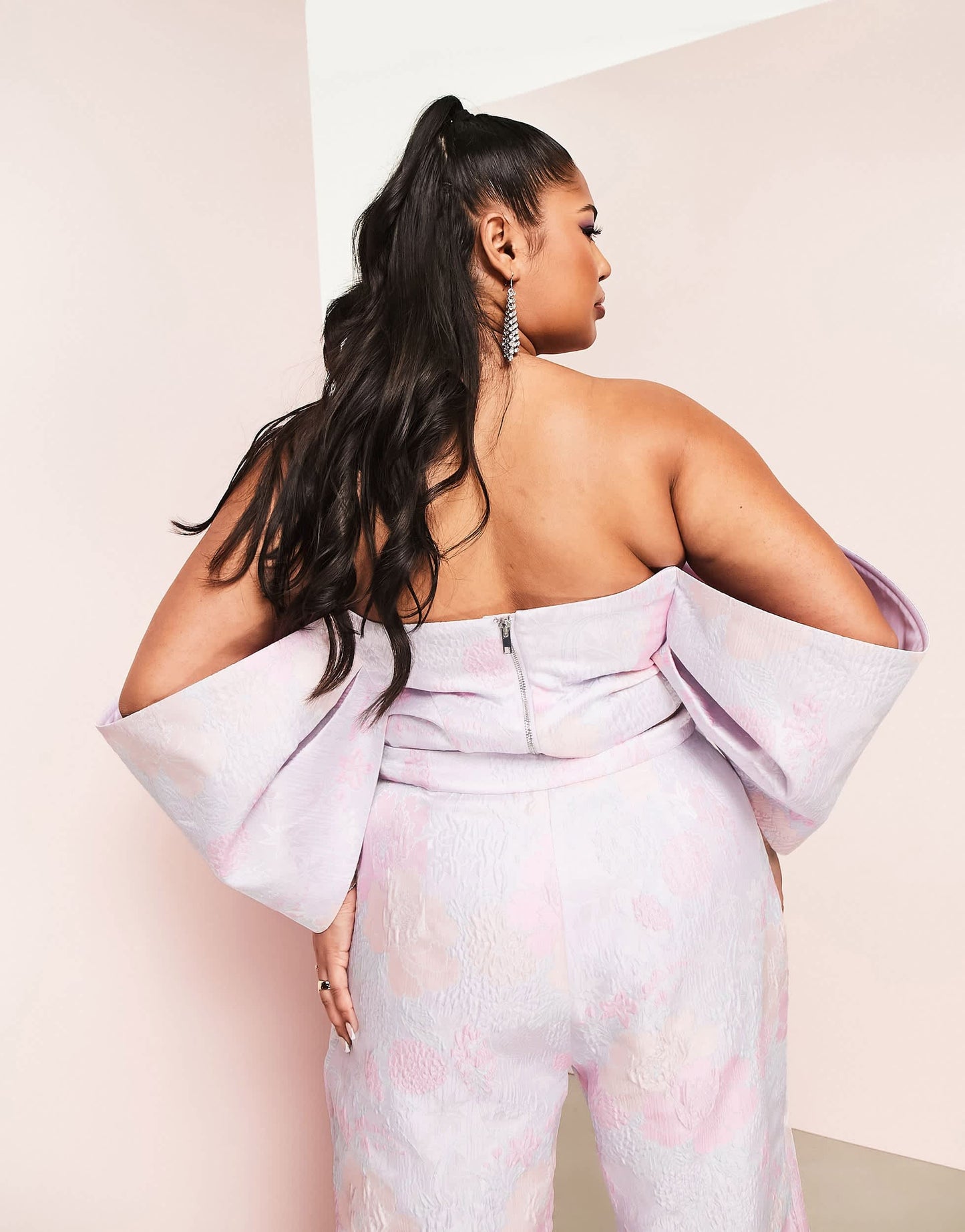 ASOS LUXE Curve co-ord extreme bardot corsetted top in floral jacquard