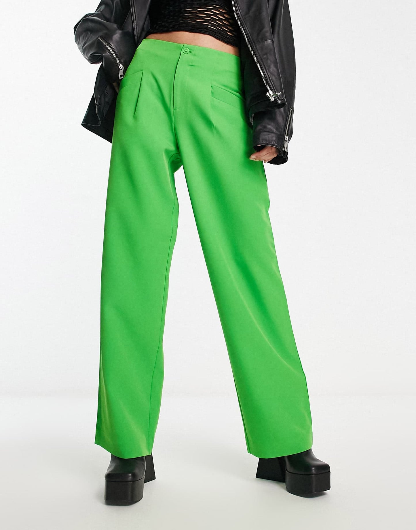 ONLY high waisted wide leg trouser co-ord in bright green