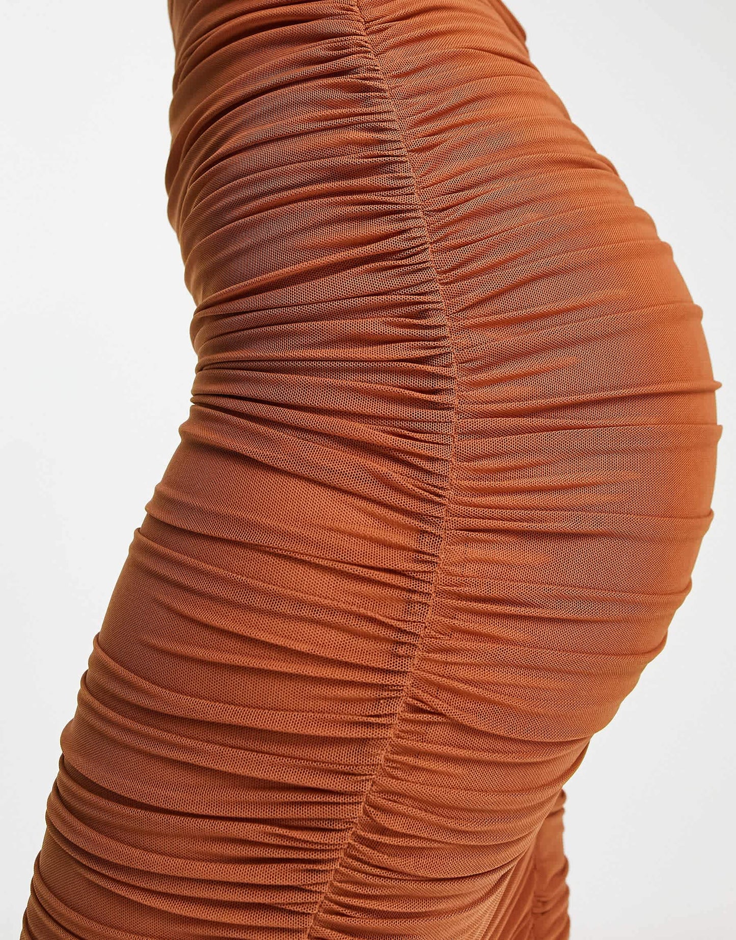 Simmi ruched midi dress in rust