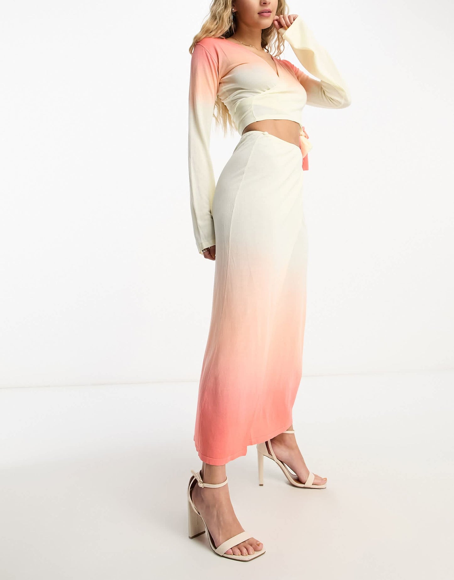 4th & Reckless rio wrap skirt co-ord in orange ombre