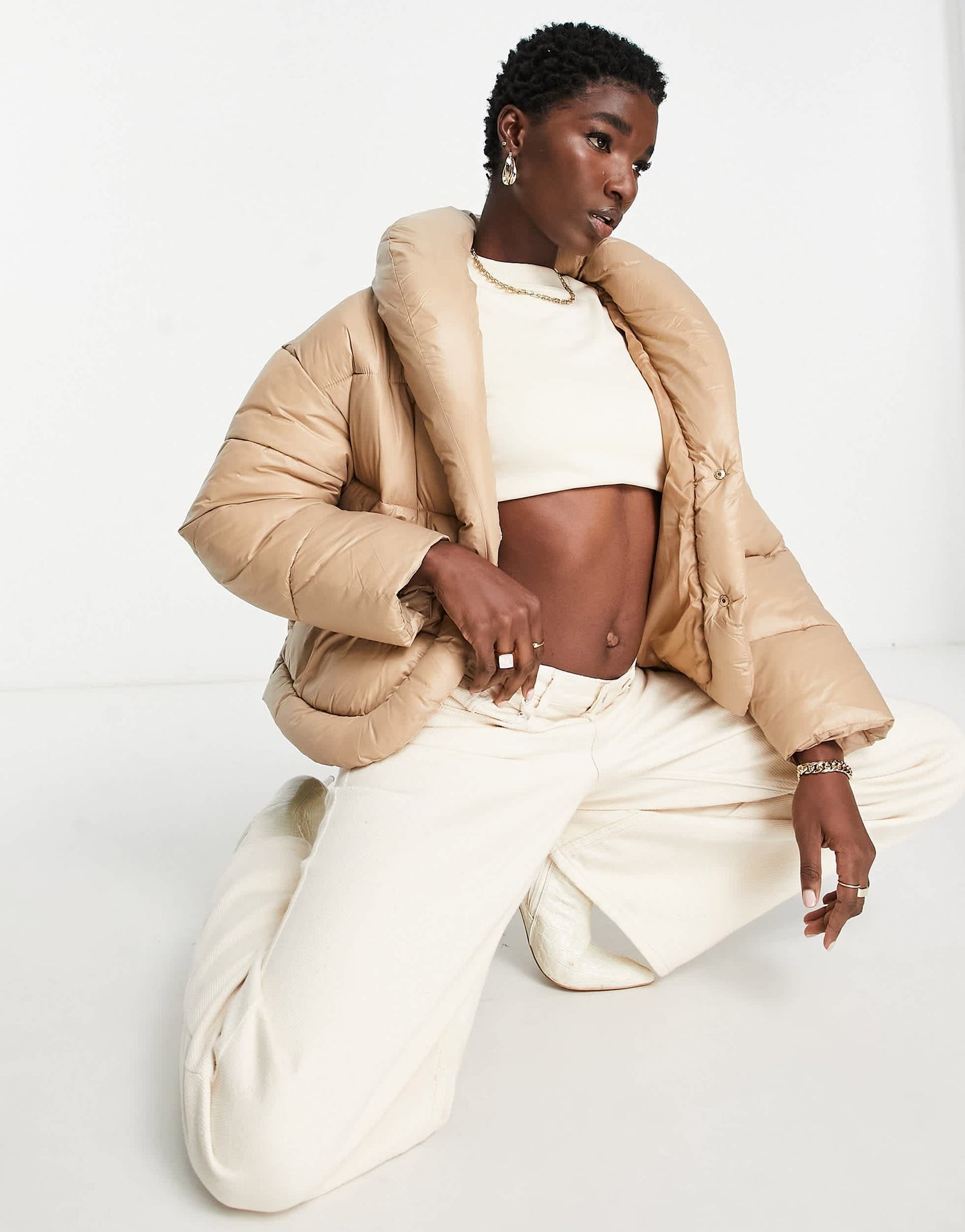 River Island puffer coat in camel