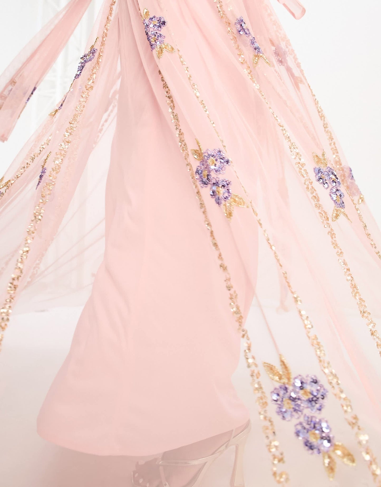 Maya floral embellished maxi skirt in pale pink co-ord