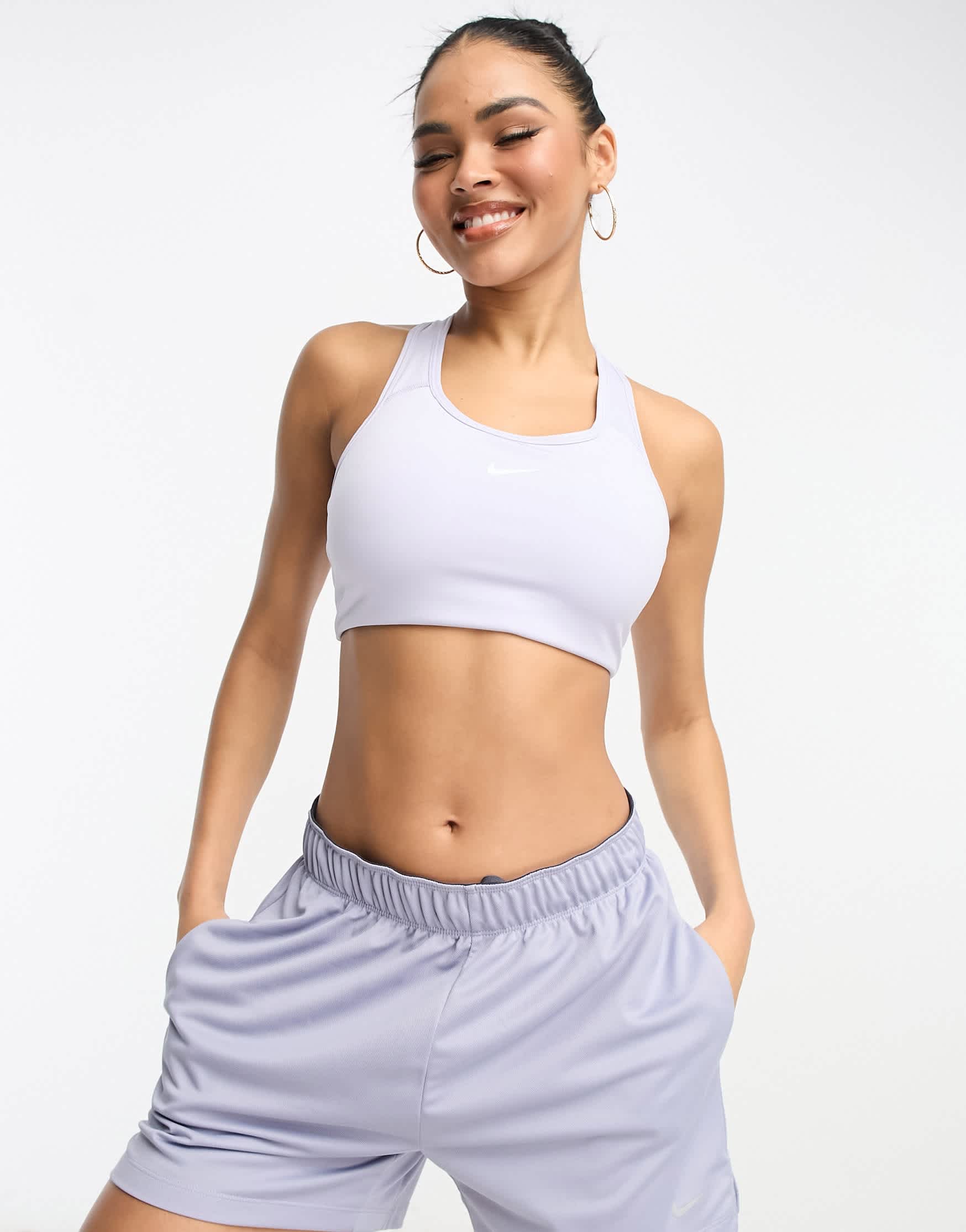 Nike Training Swoosh medium support sports bra in lilac