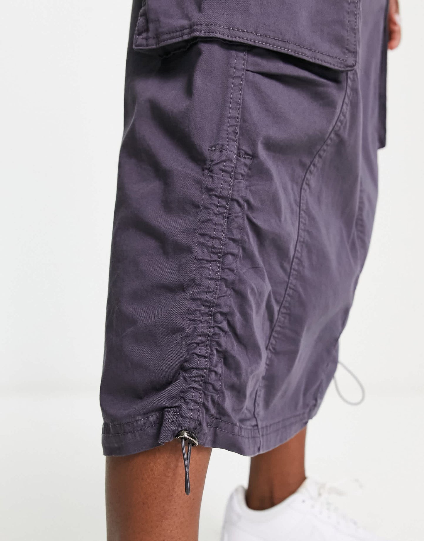 Bershka midi cargo skirt in dark grey