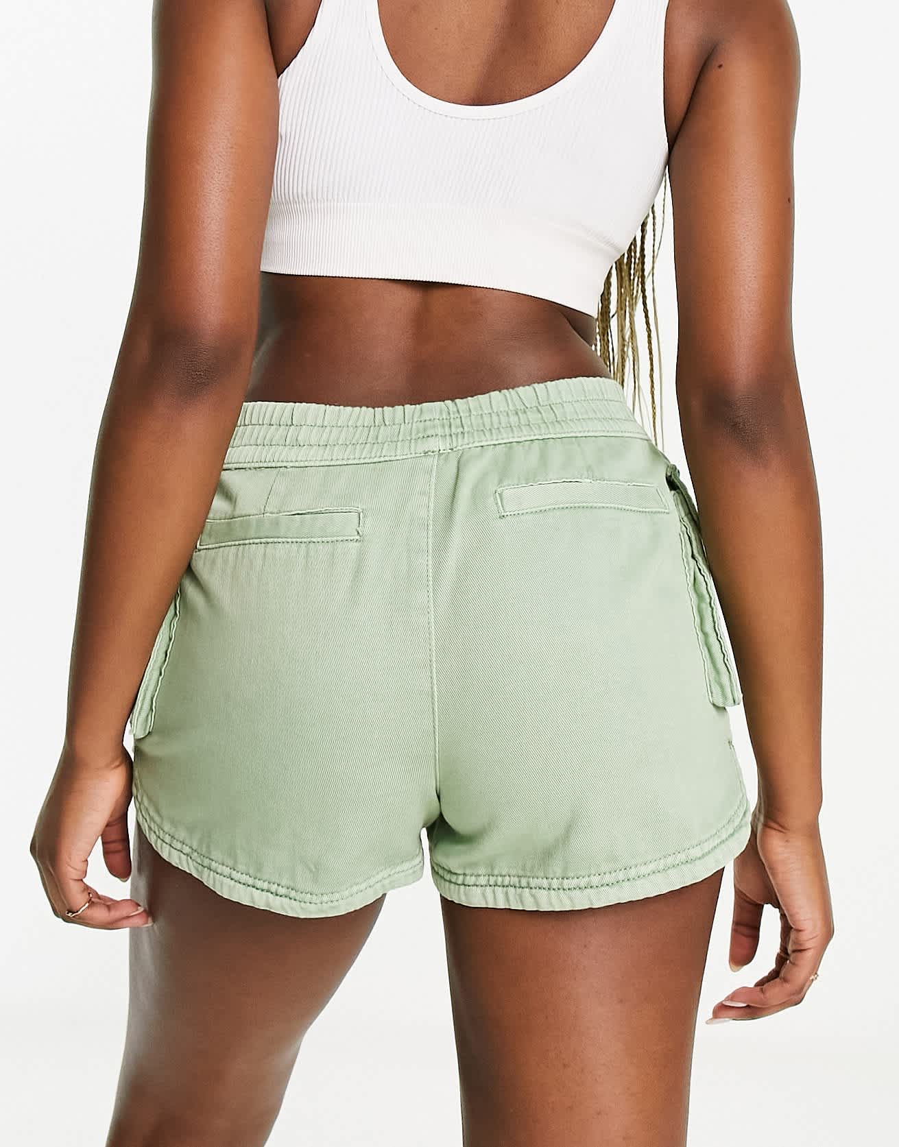 Miss Selfridge cargo pocket runner short in washed khaki