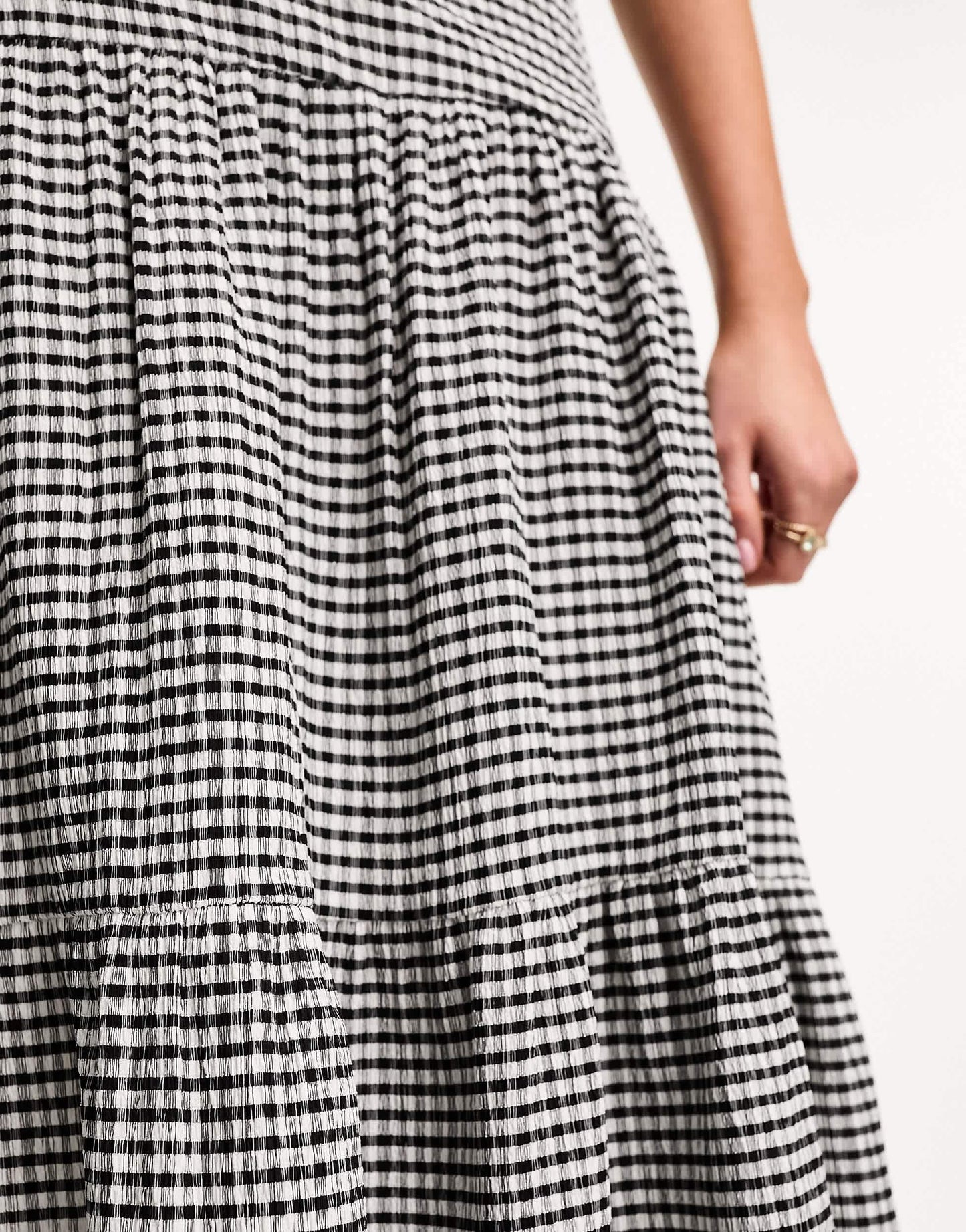 The Frolic exclusive Maternity tiered summer beach skirt co-ord in black and white gingham