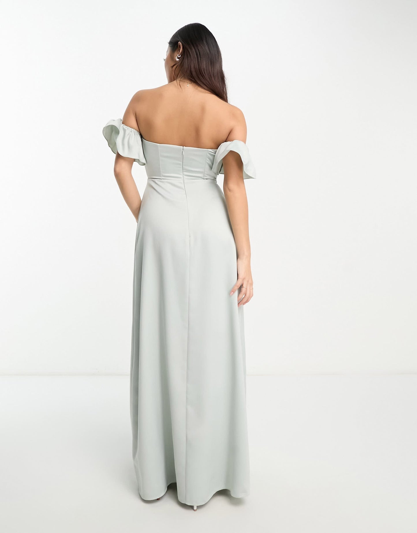 Maya Petite Bridesmaid bardot maxi dress in Pale Grey