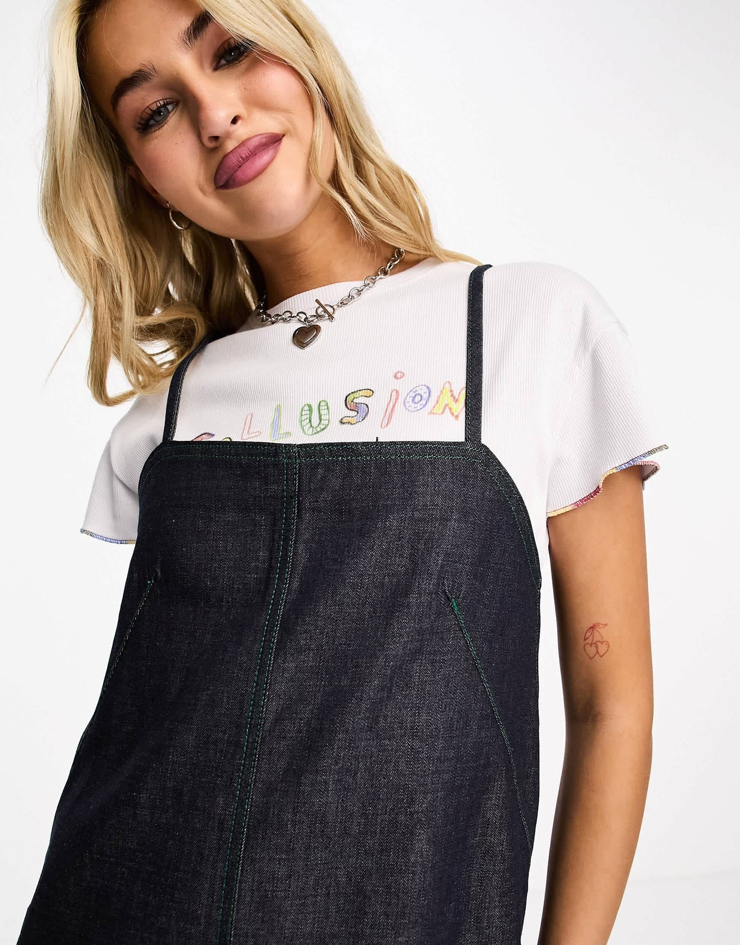 COLLUSION denim mini dress in raw denim
