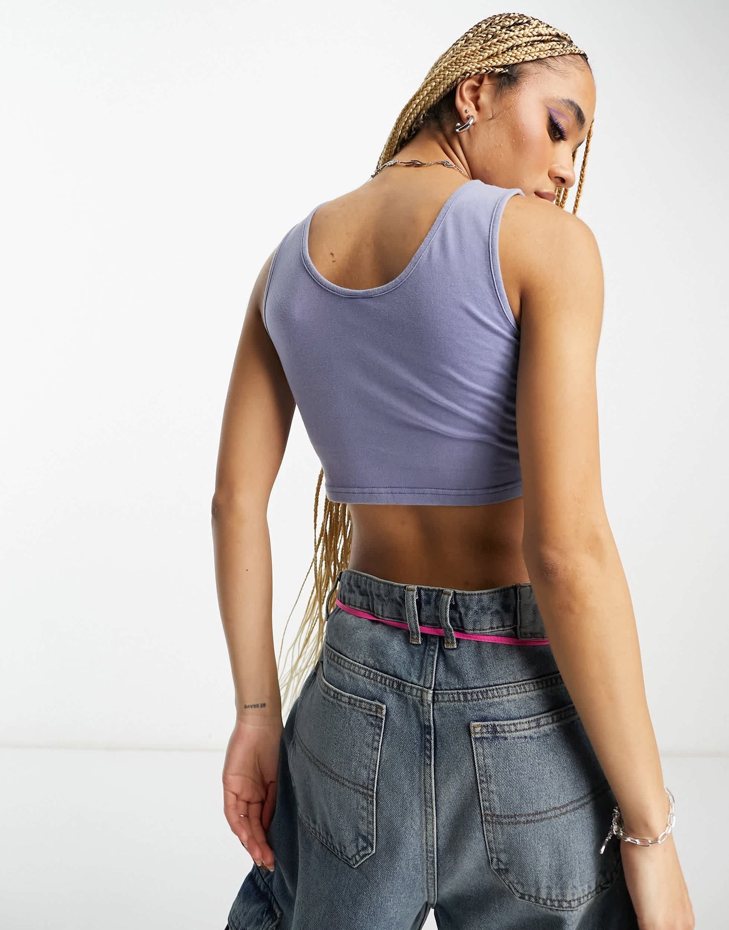 Santa Cruz barbed oval dot crop top in blue
