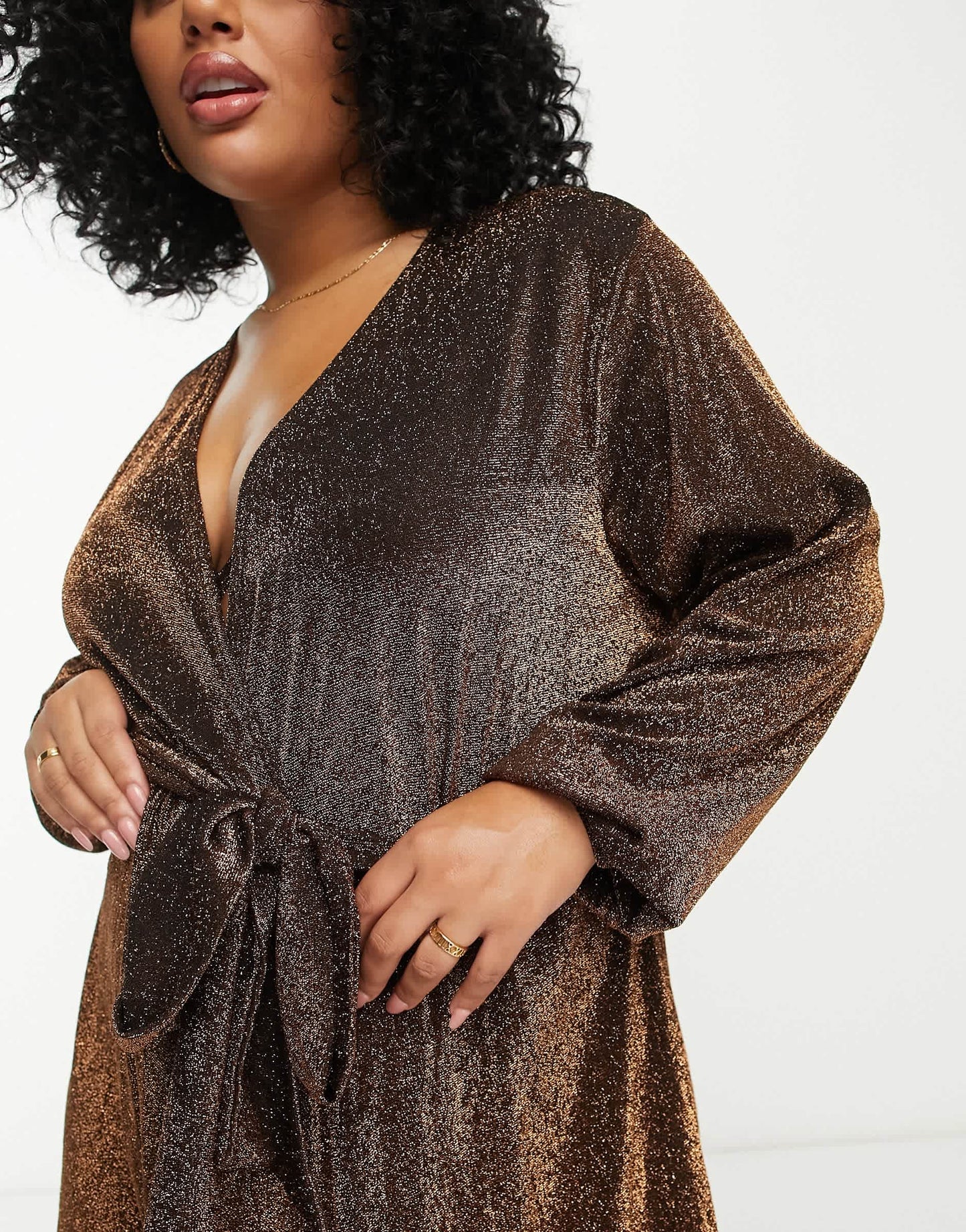 South Beach Curve Exclsuive beach kimono in brown metallic