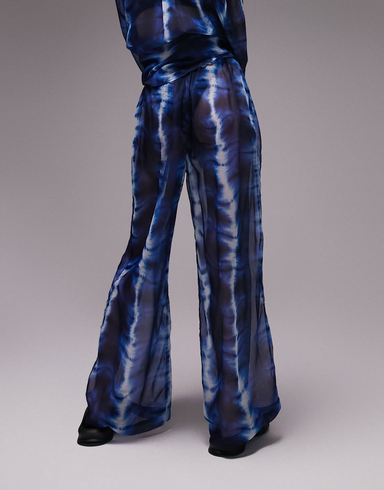 Topshop co-ord batik print chiffon beach trouser in blue