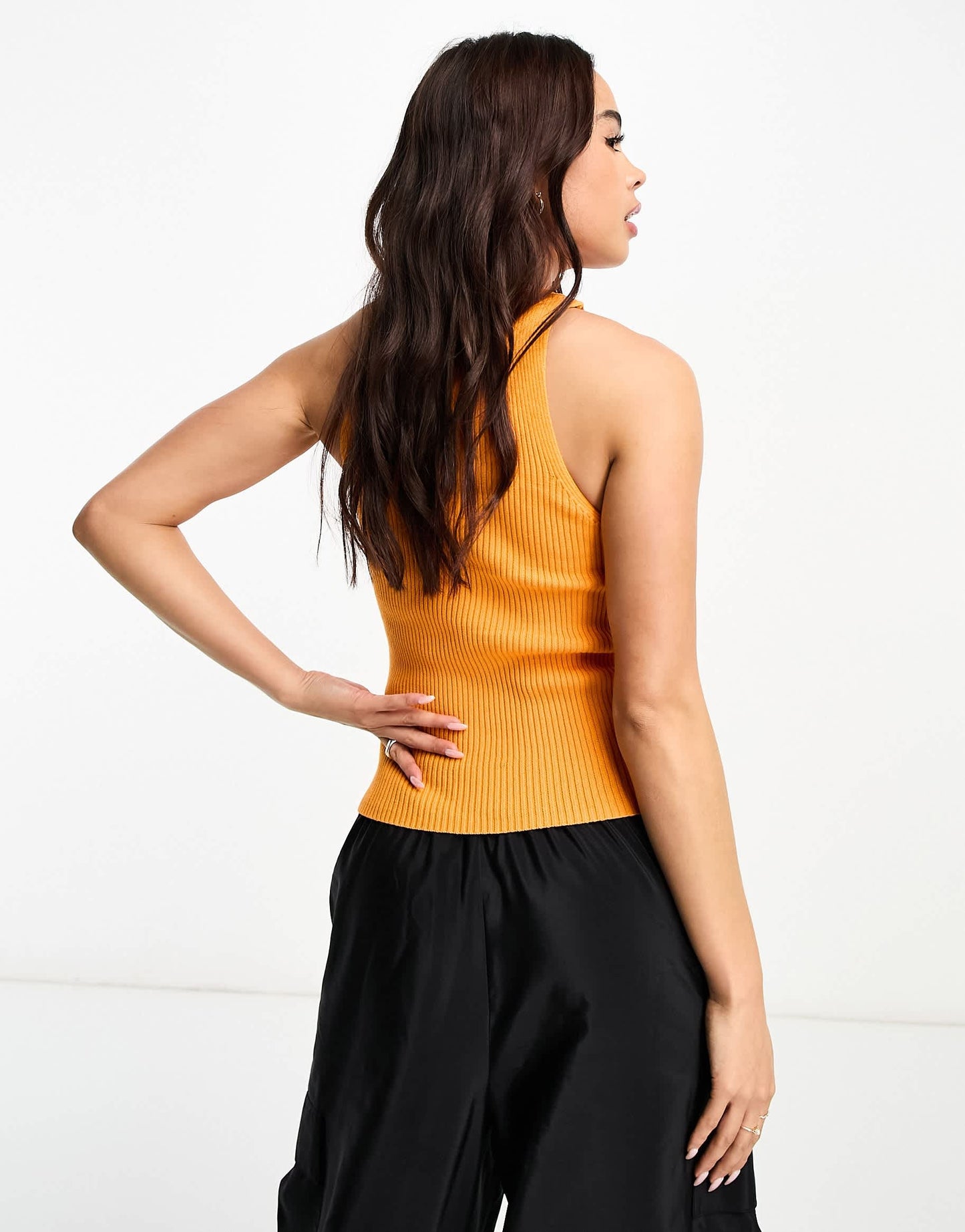 ASOS DESIGN knitted racer vest in orange