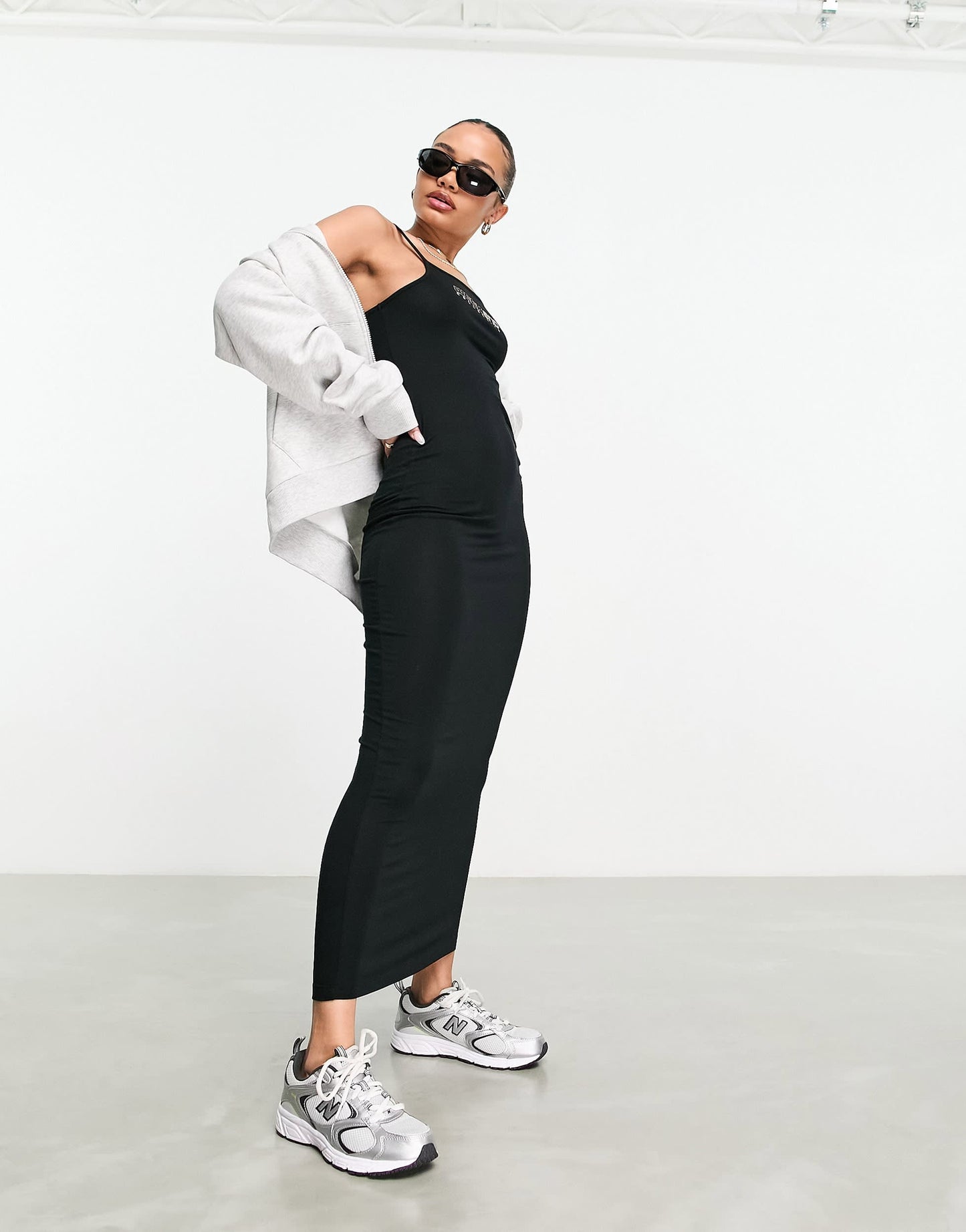 ASOS Weekend Collective jersey slip dress in black