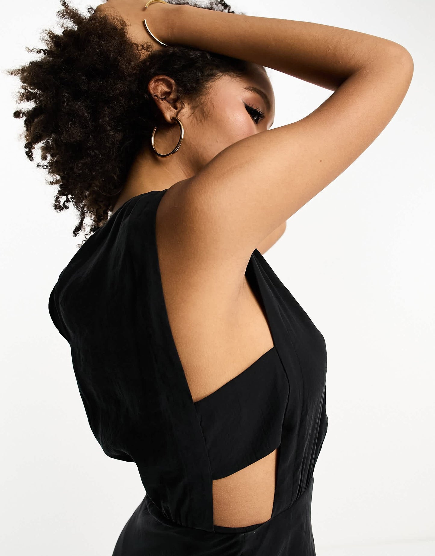ASOS DESIGN bias cut maxi dress with side tab detail in black