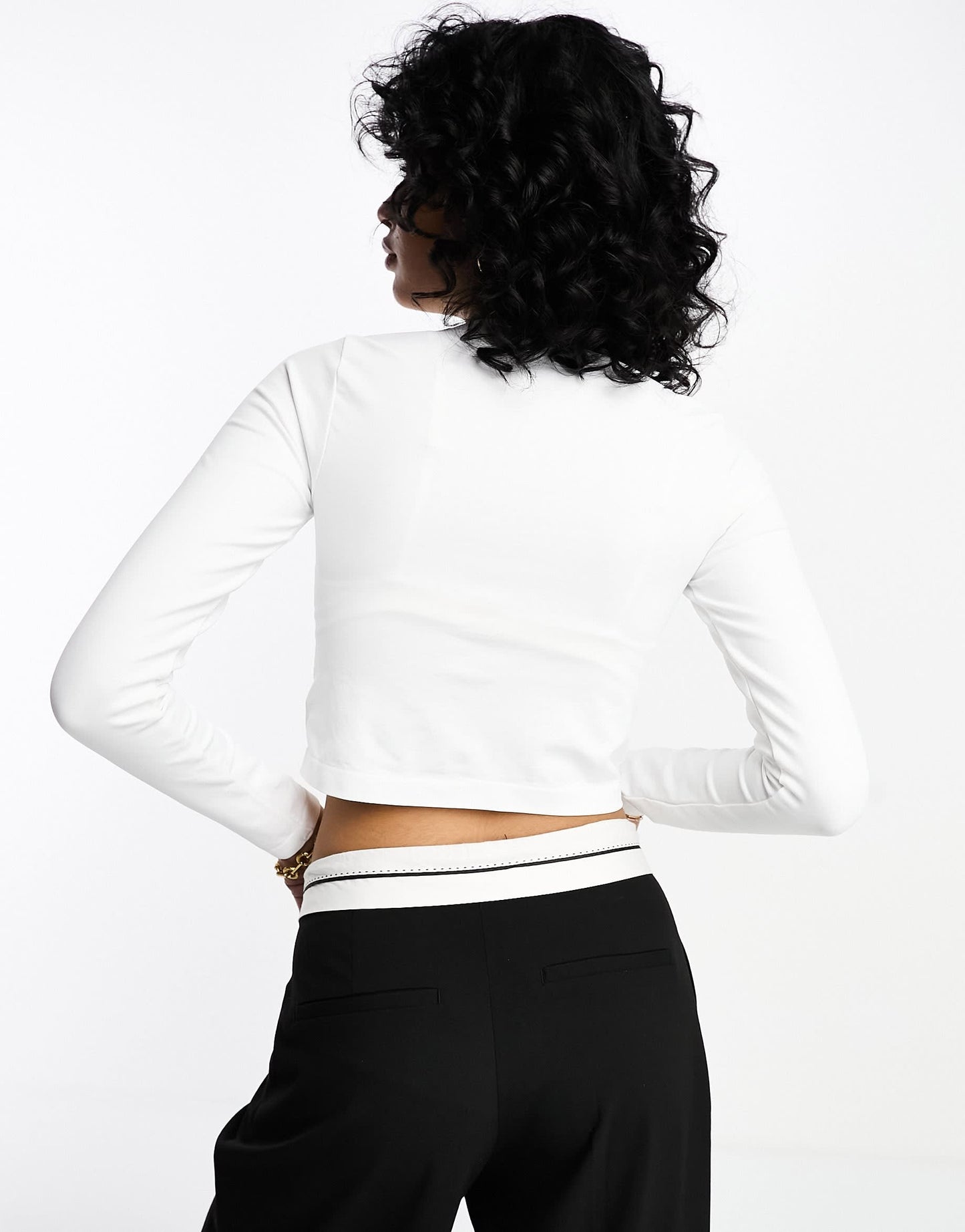 ASOS DESIGN seamless sculpting long sleeve baby tee in white