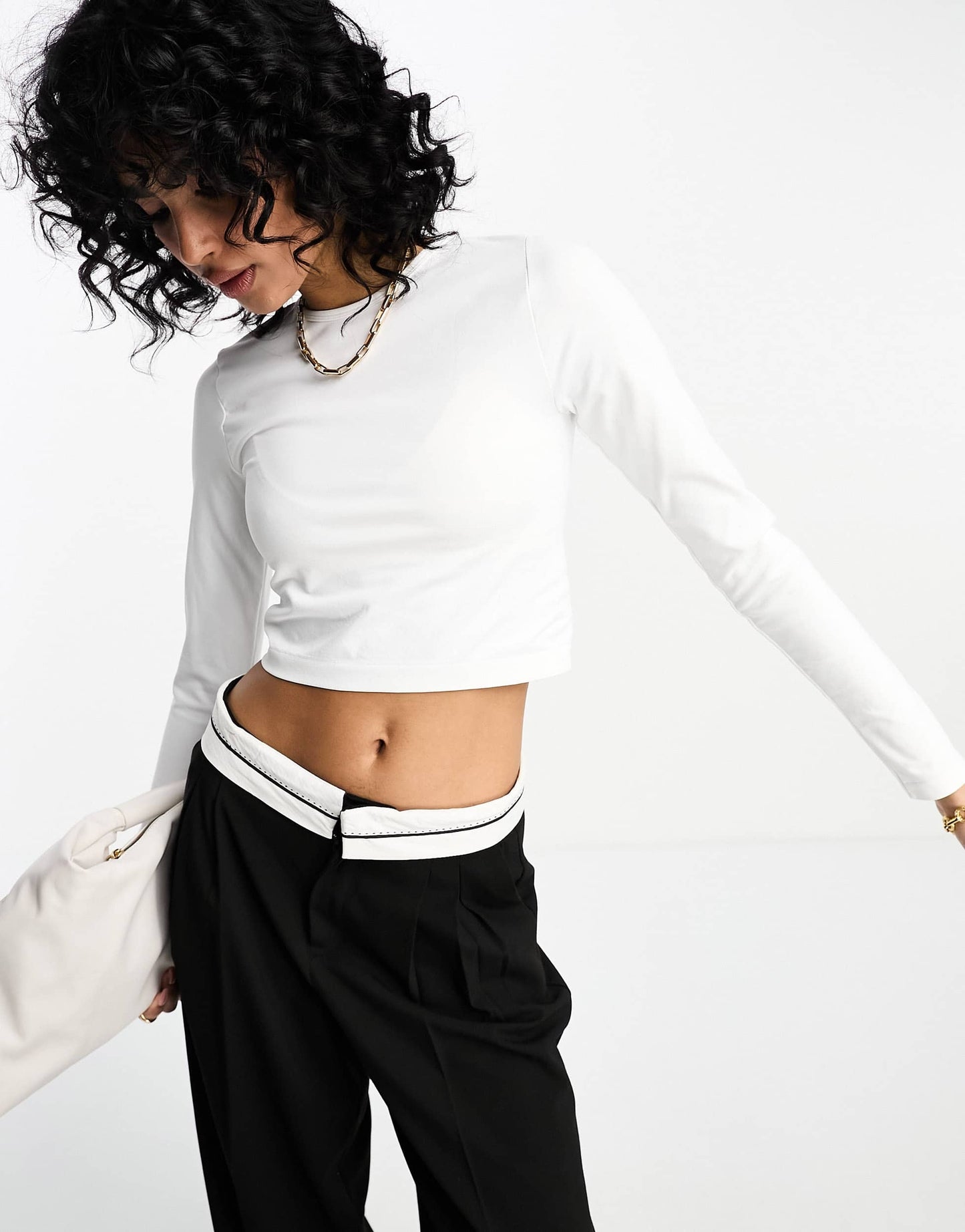 ASOS DESIGN seamless sculpting long sleeve baby tee in white