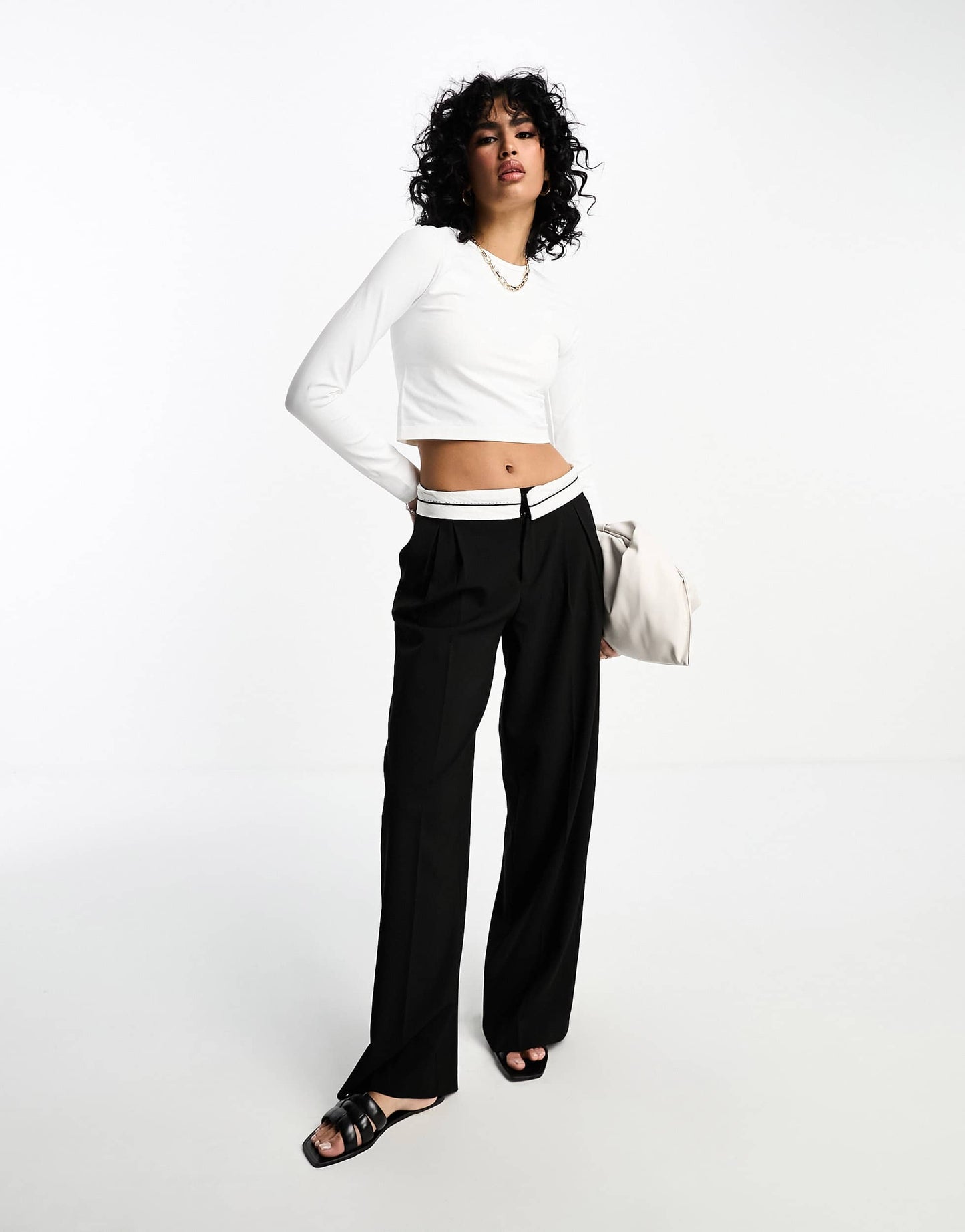 ASOS DESIGN seamless sculpting long sleeve baby tee in white