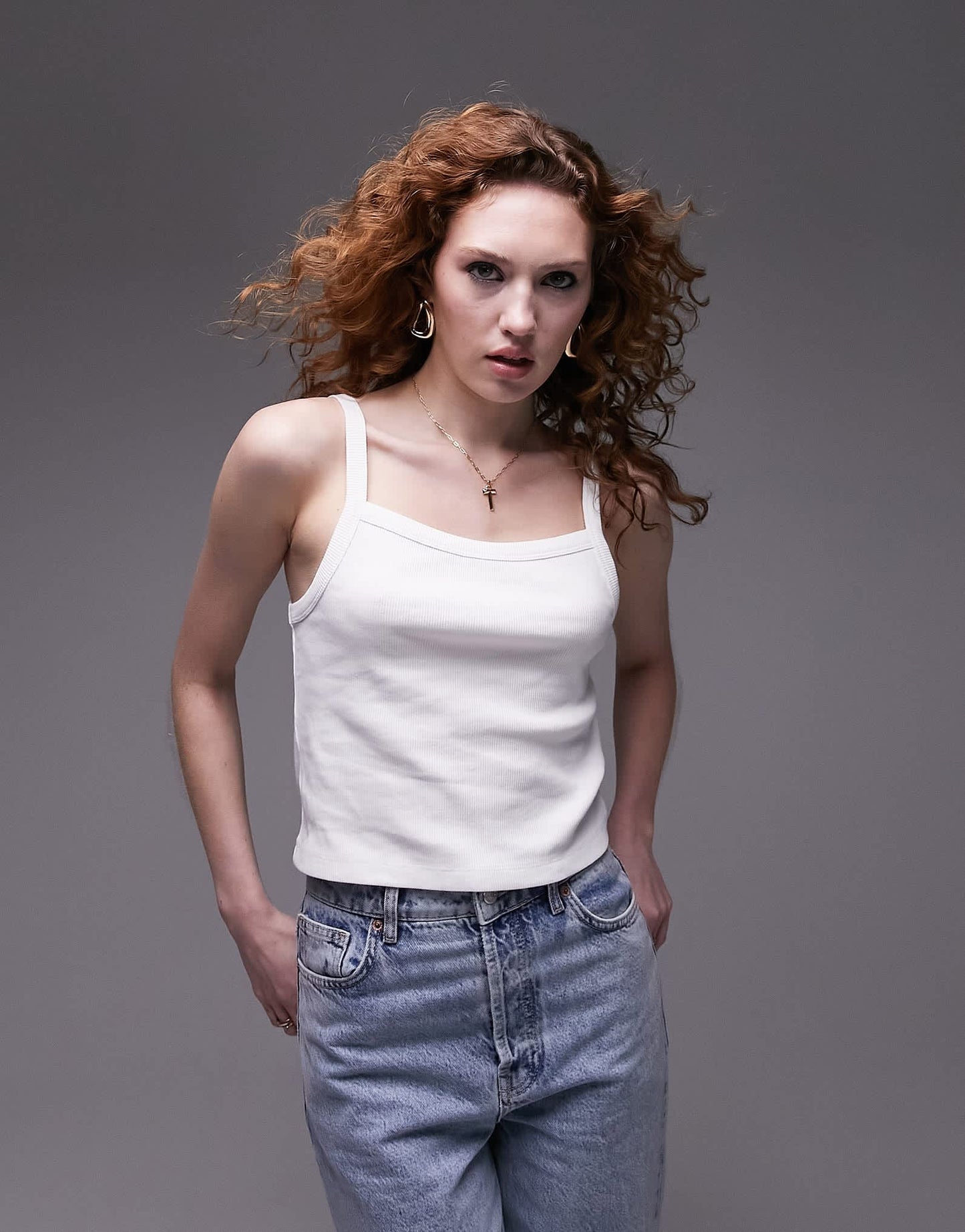 Topshop rib vest in white