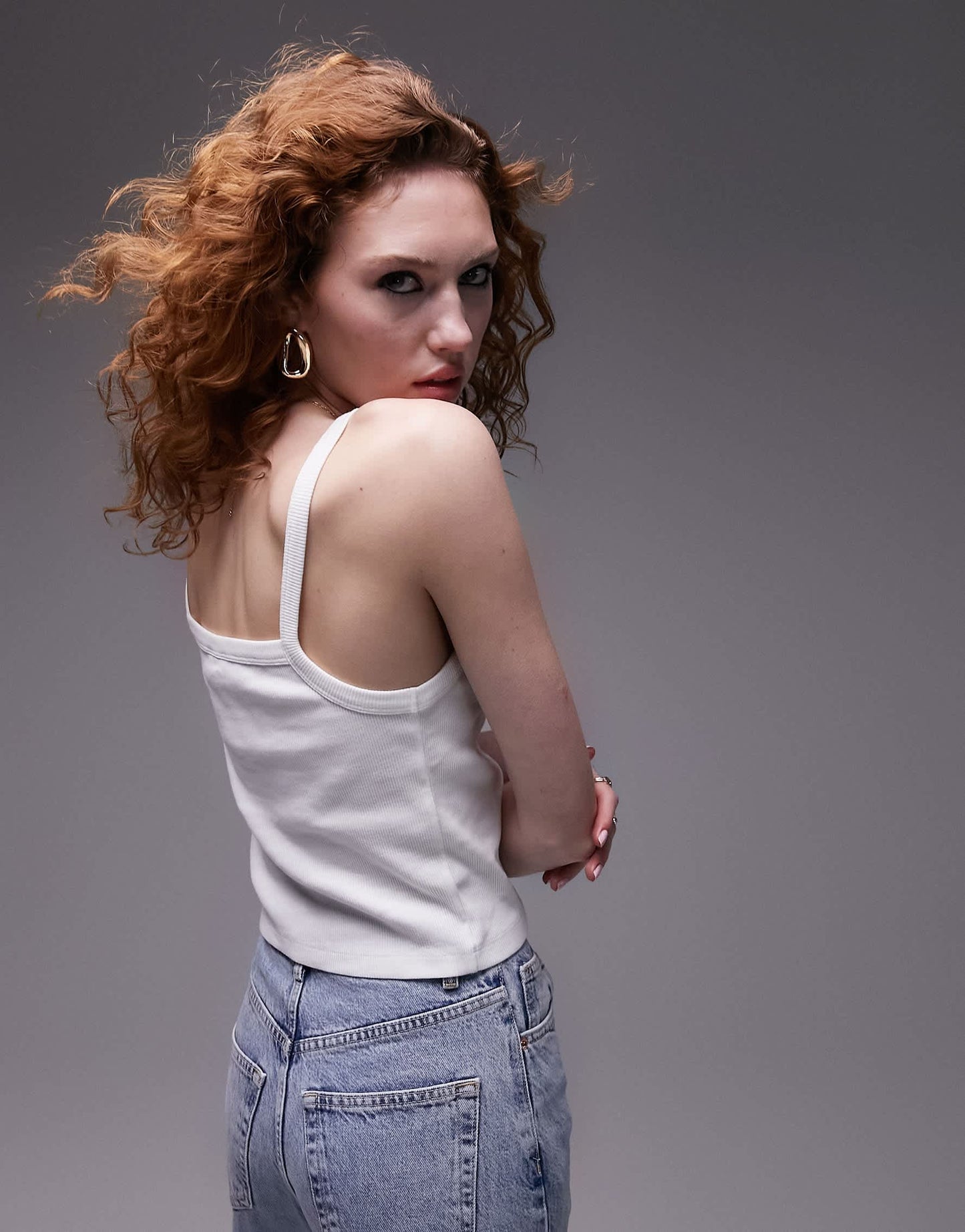 Topshop rib vest in white