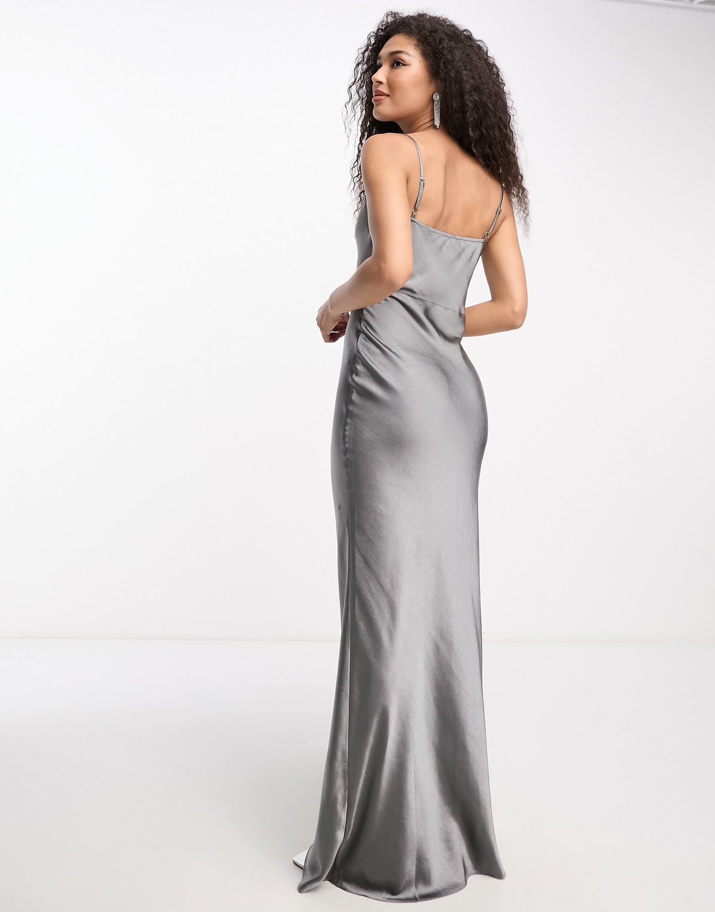 Pretty Lavish Keisha cowl neck satin maxi dress in slate grey