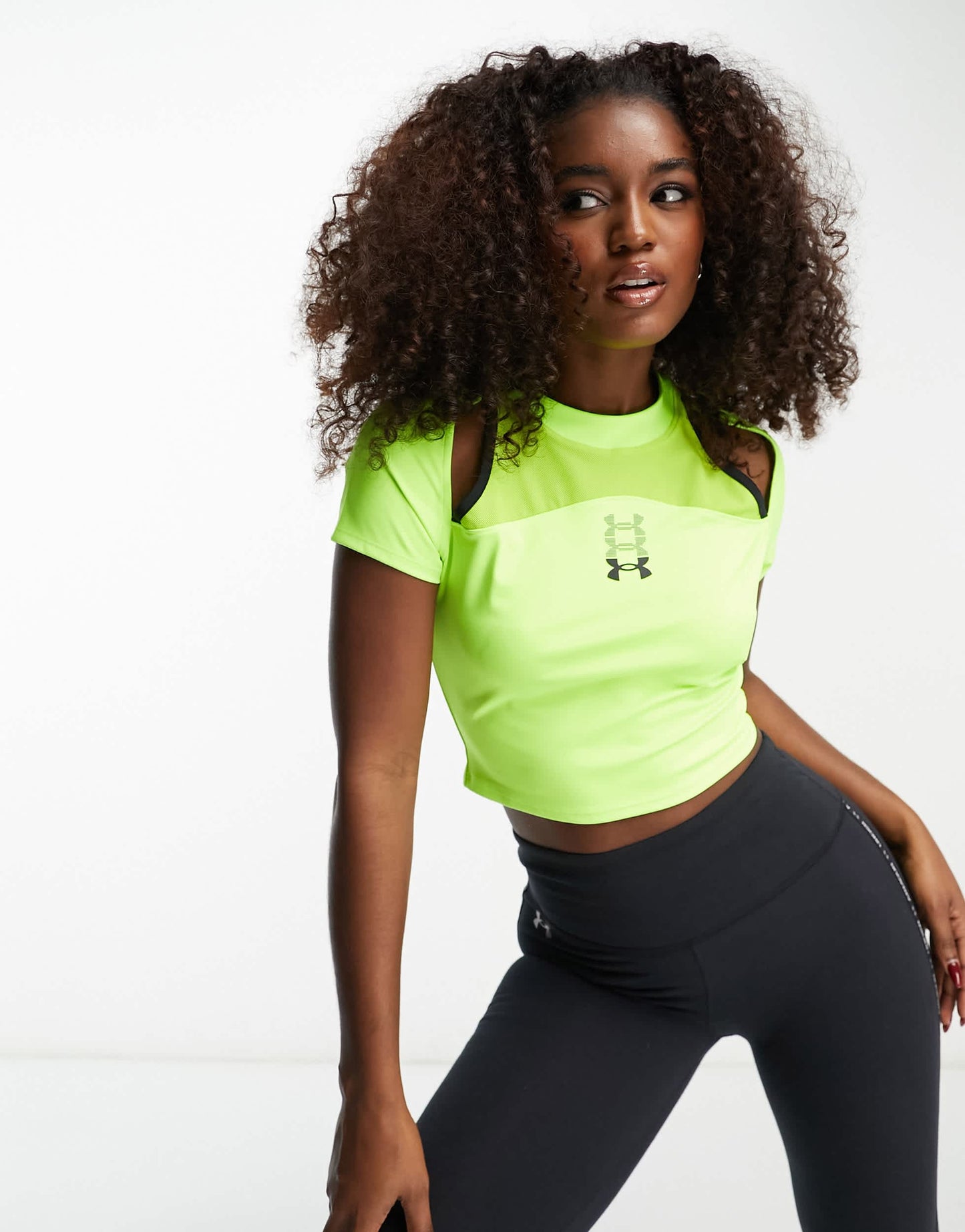 Under Armour Run Anywhere crop top in yellow