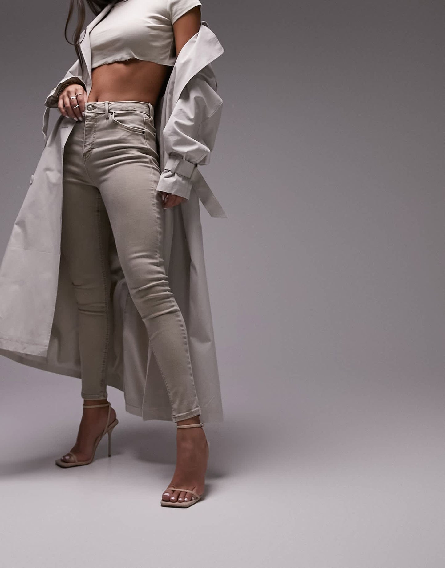 Topshop Hourglass Jamie high rise skinny jean in sand