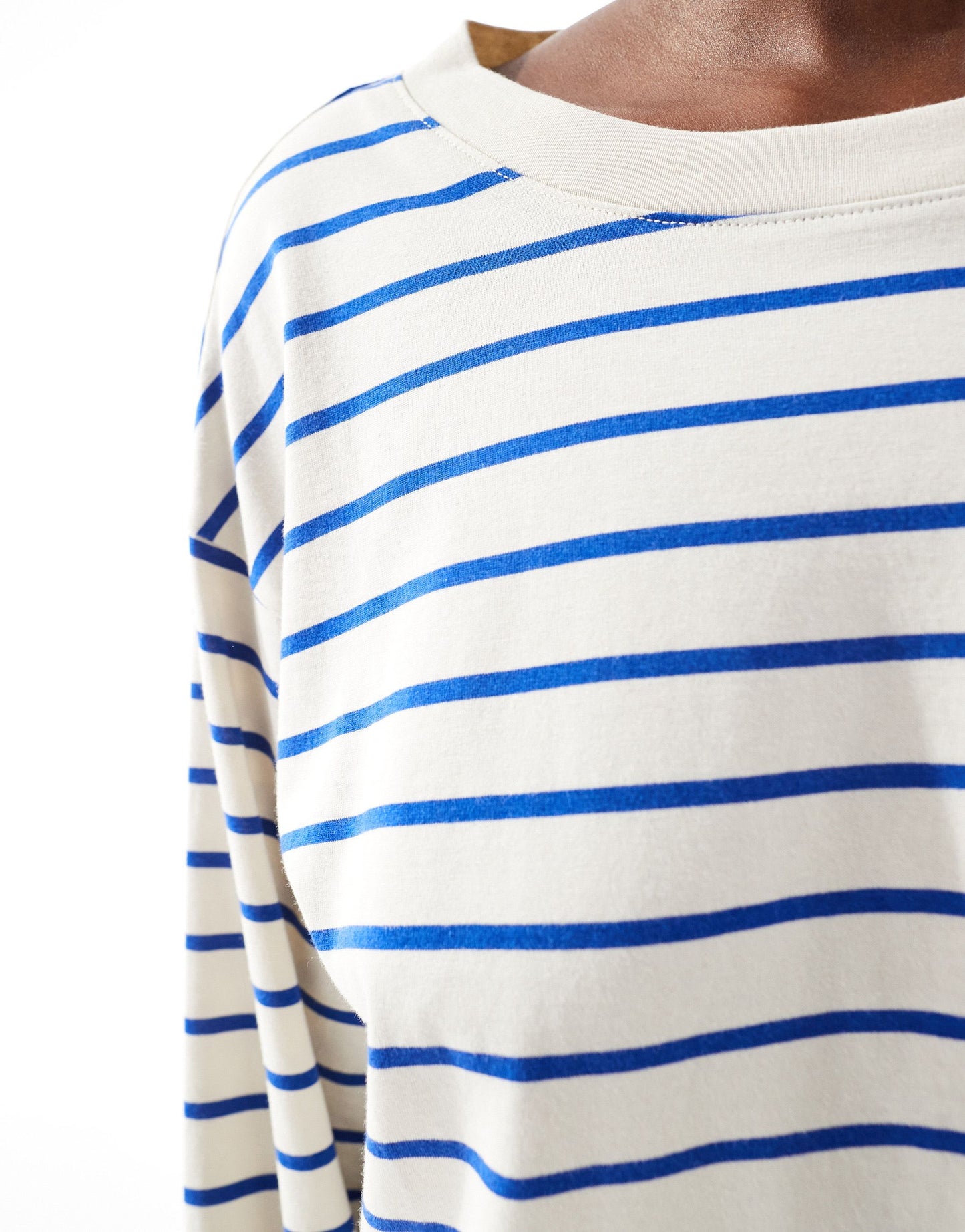 Monki long sleeve t-shirt in beige with blue stripe