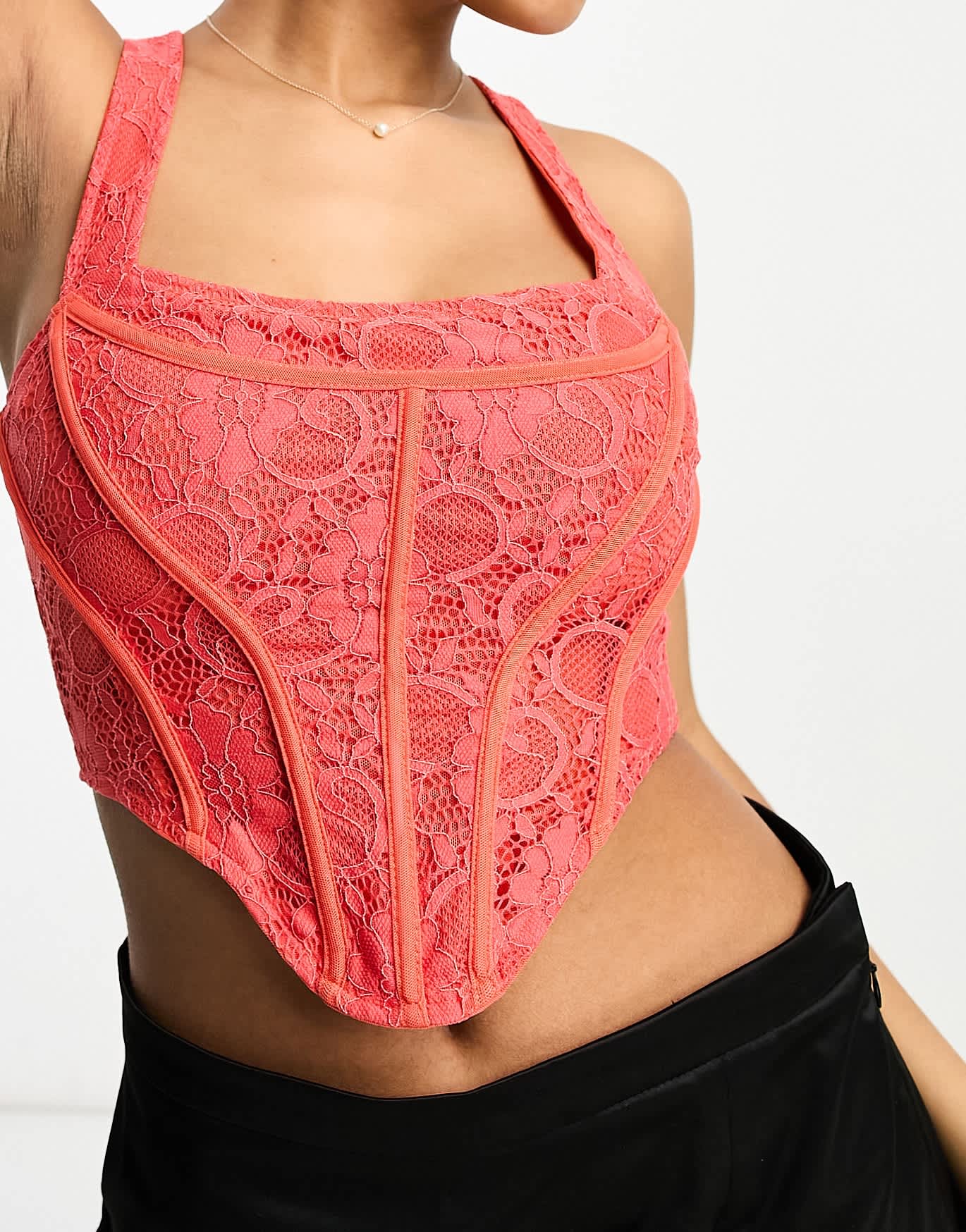 Rare London lace corset top in orange
