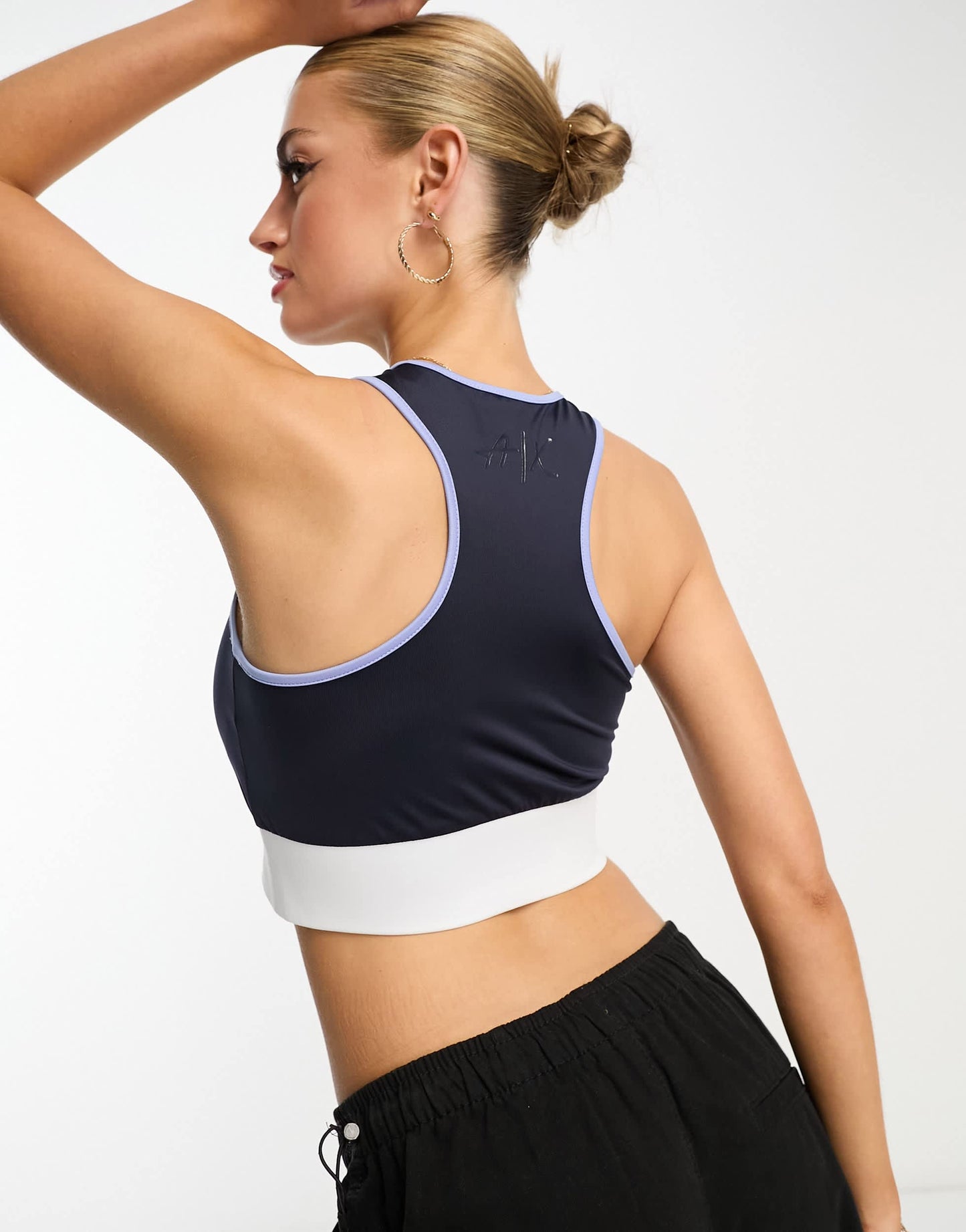 Armani Exchange jersey crop top in navy