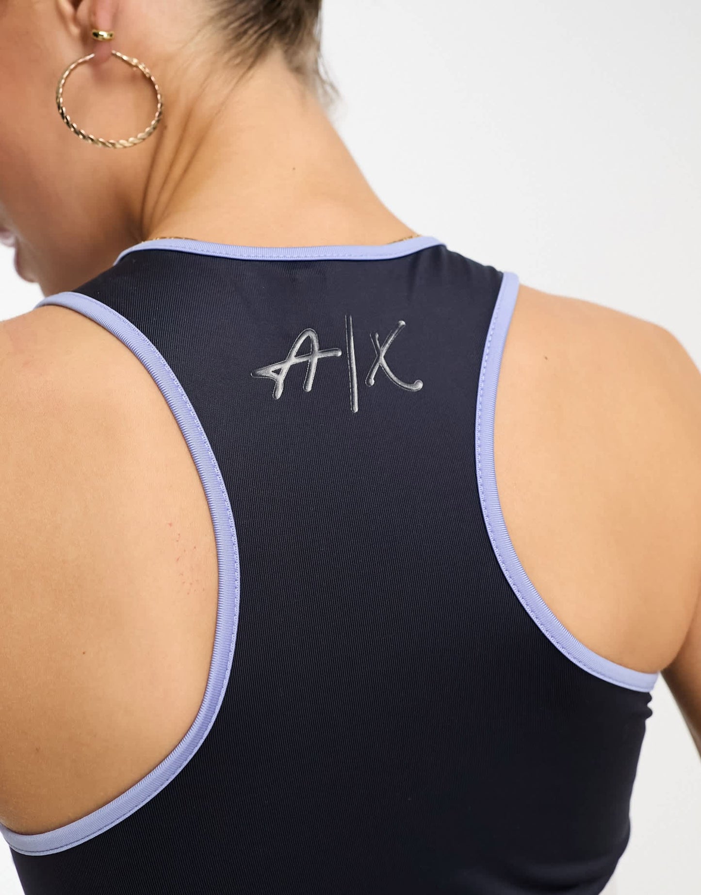 Armani Exchange jersey crop top in navy