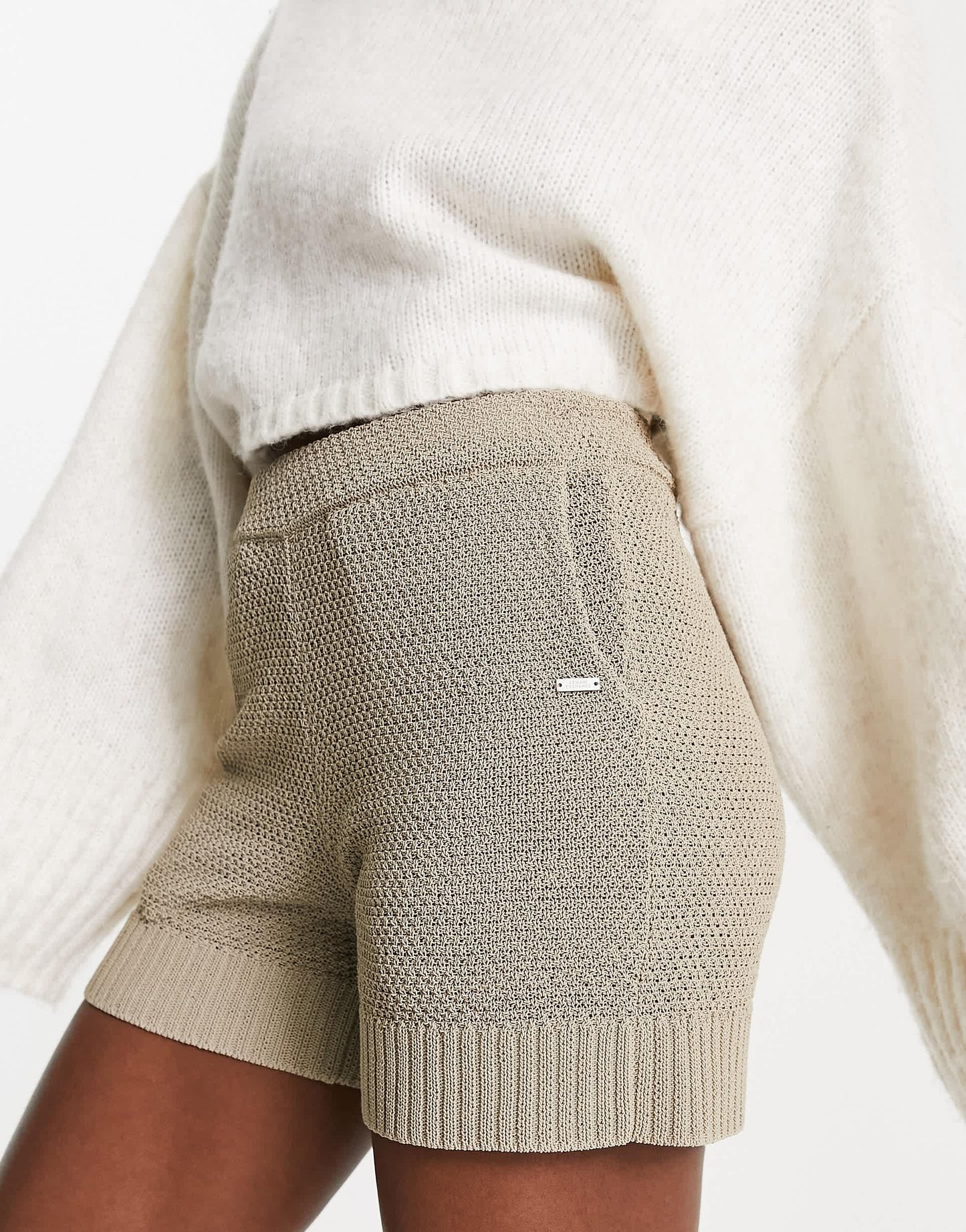 Armani Exchange knit shorts in beige