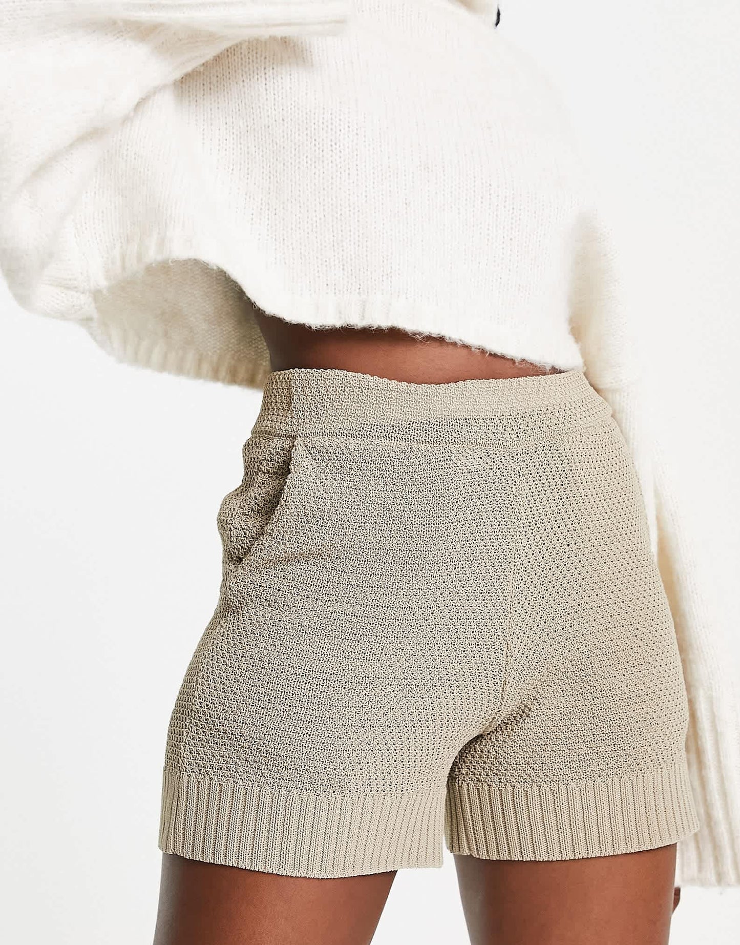 Armani Exchange knit shorts in beige