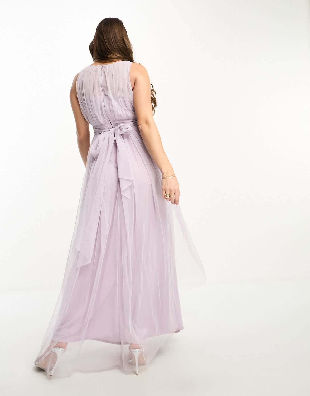 Beauut Maternity Bridal maxi dress in tulle with bow back in lilac