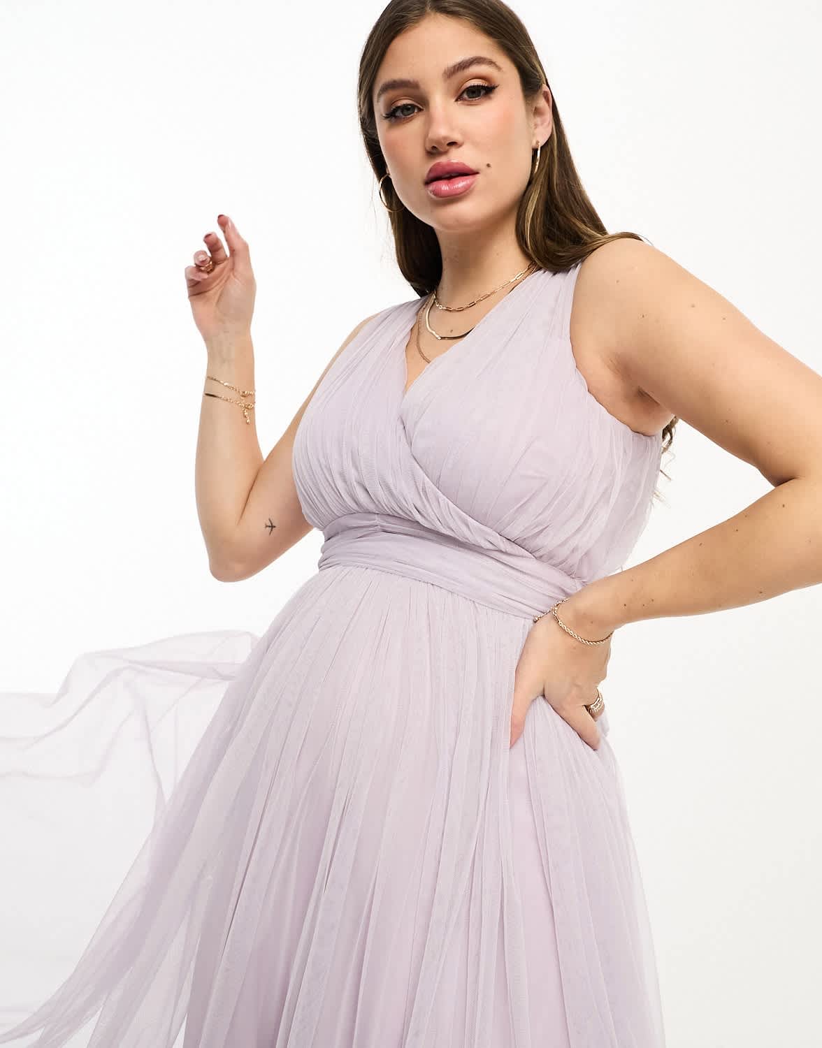 Beauut Maternity Bridal maxi dress in tulle with bow back in lilac