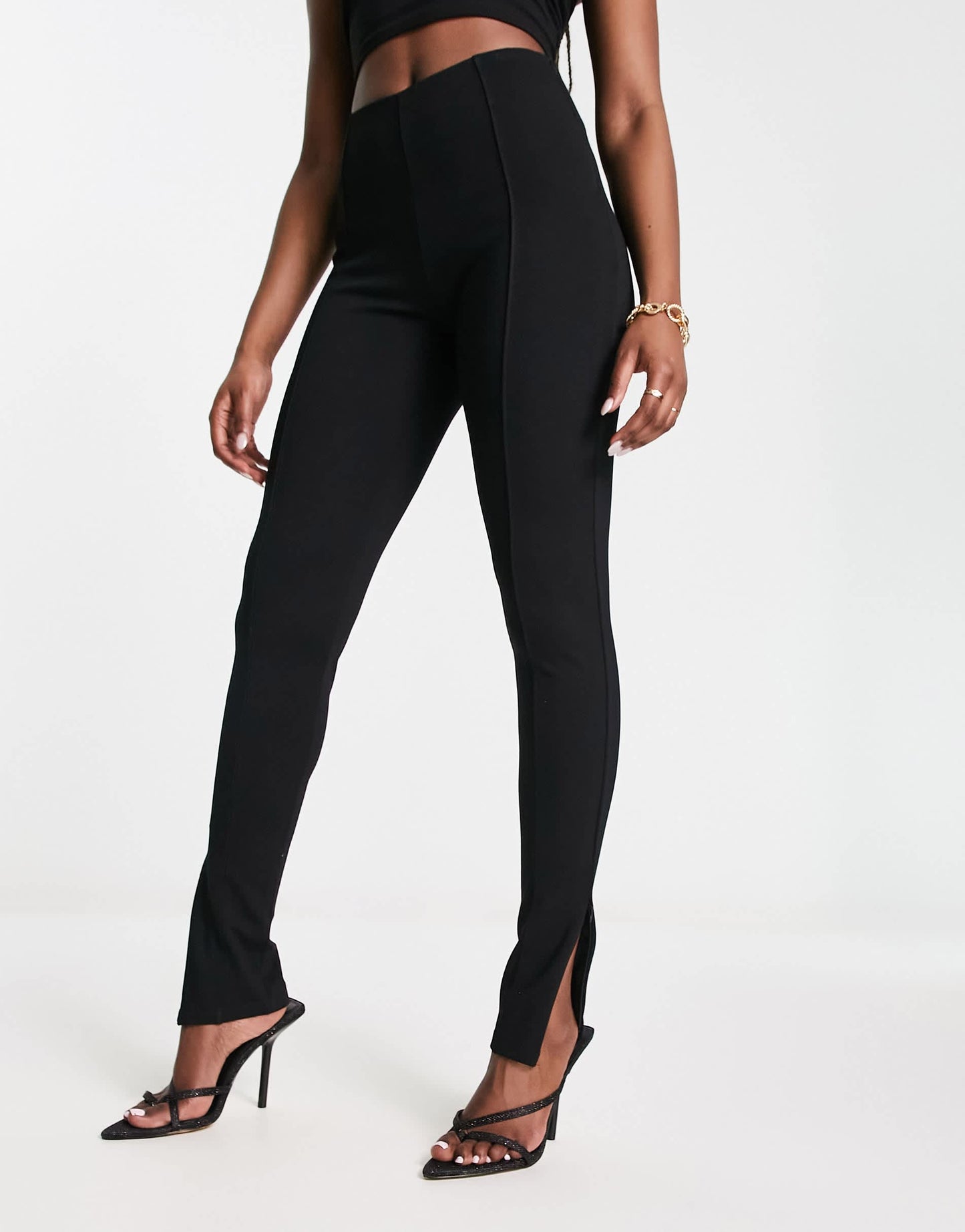 ASOS DESIGN ponte trouser with split in black