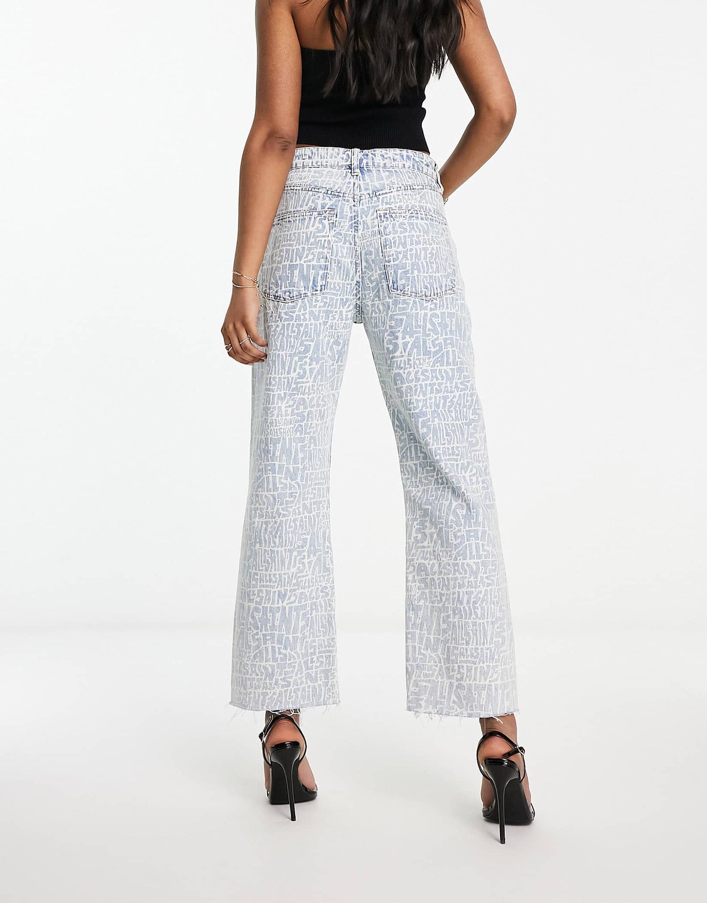 AllSaints Zoey logo printed straight jeans in blue