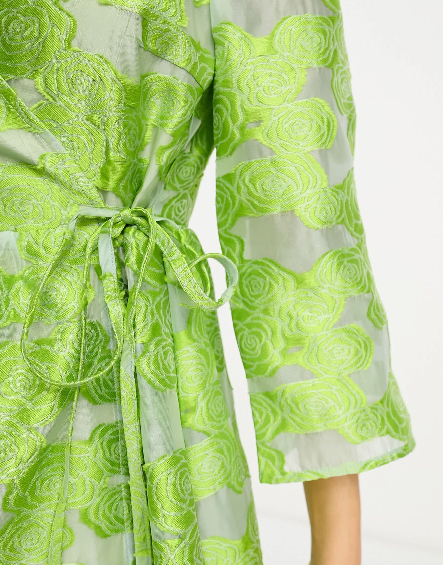 Y.A.S Petite jacquard wrap midi dress in green