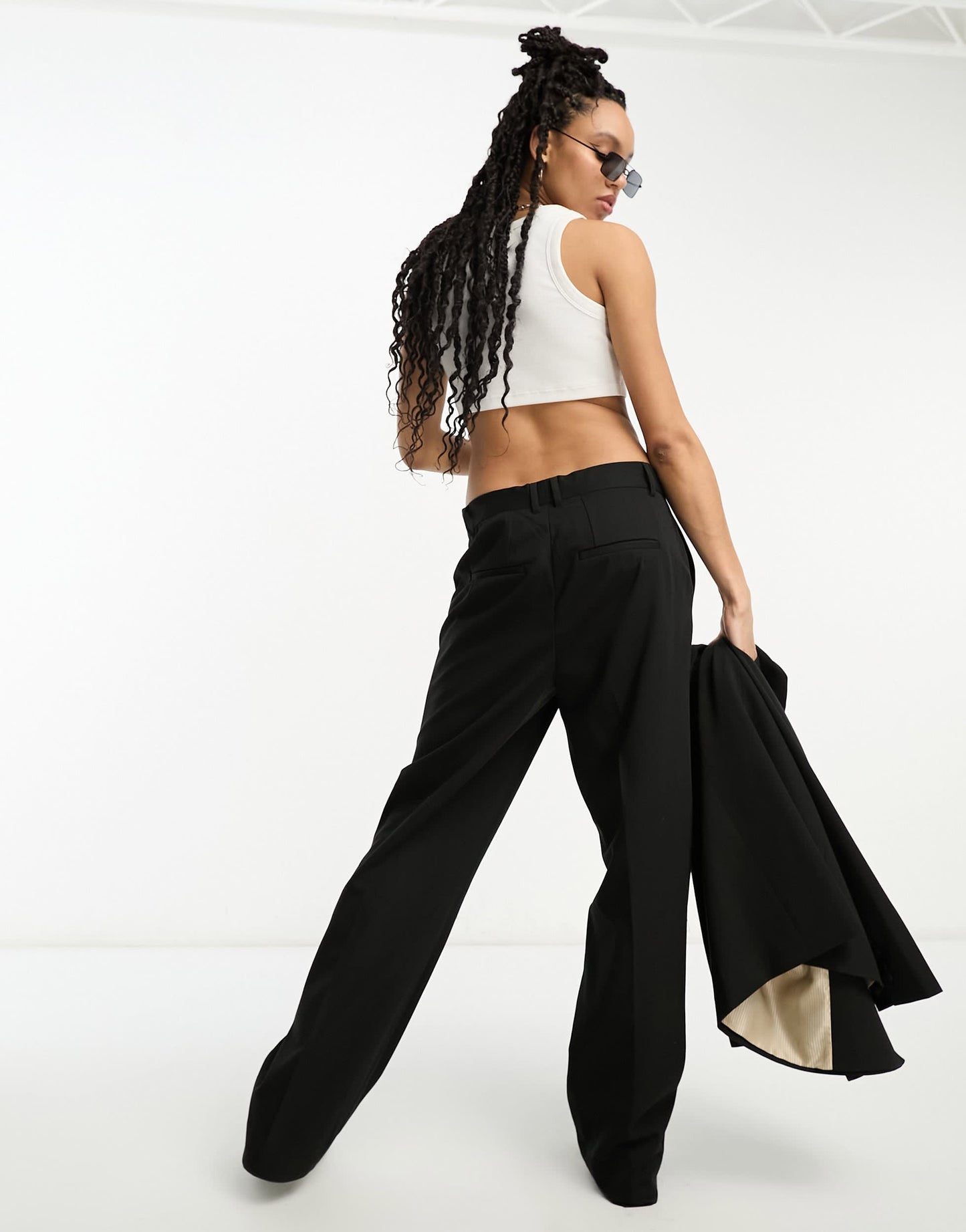 IIQUAL unisex loose fit tailored trousers co-ord in black