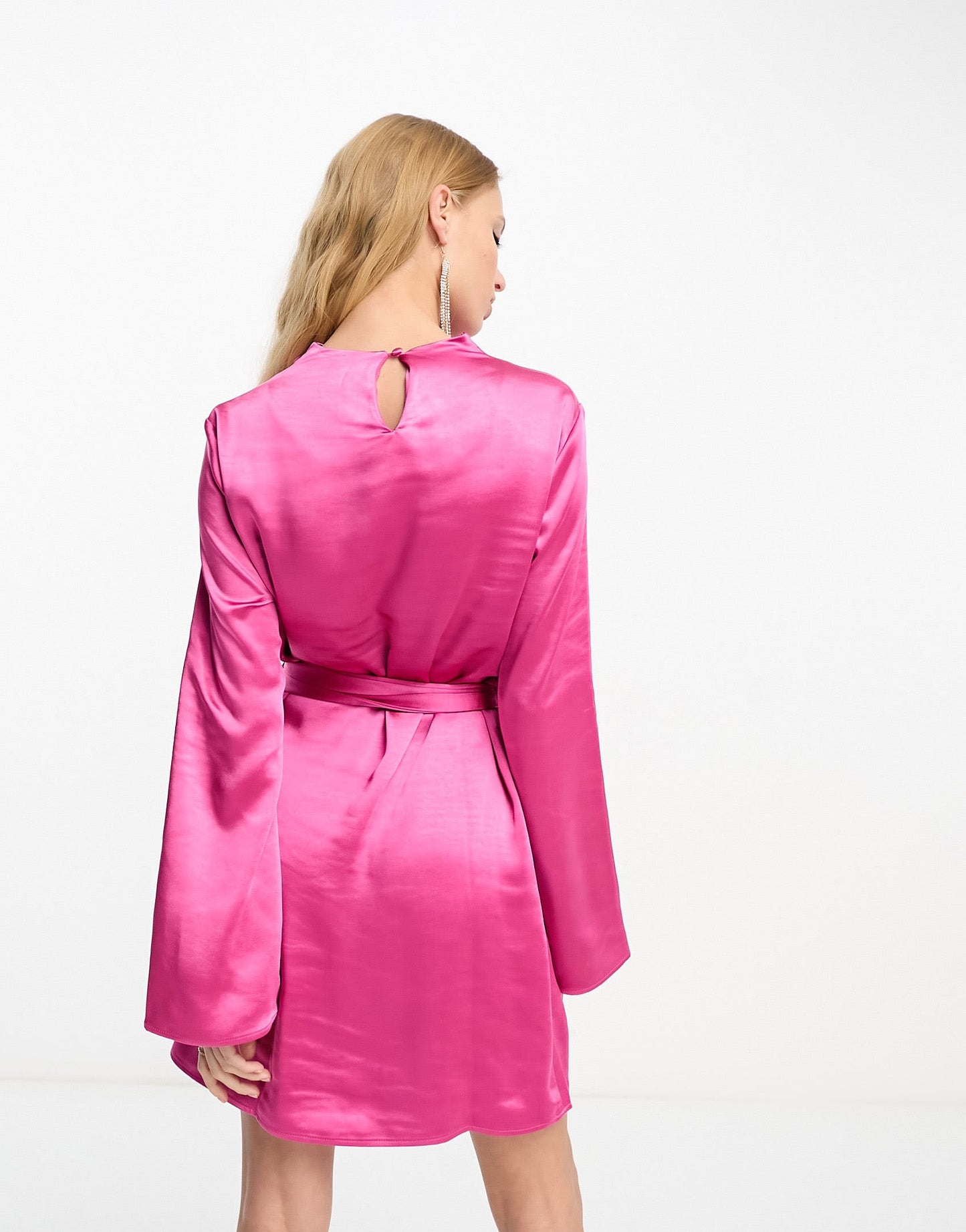 Pretty Lavish Jayda tie waist satin mini dress in pink