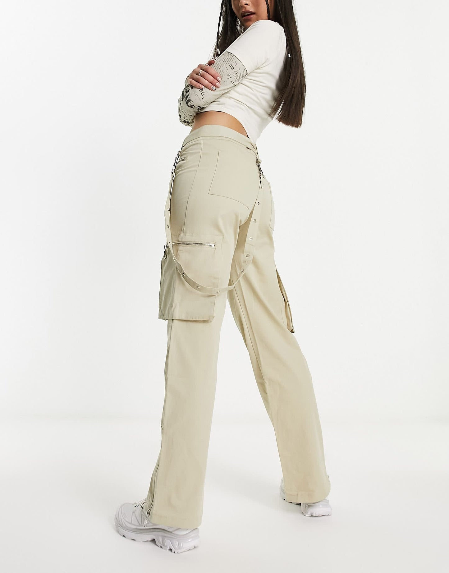The Ragged Priest Y2K low rise utility fitted cargo trousers