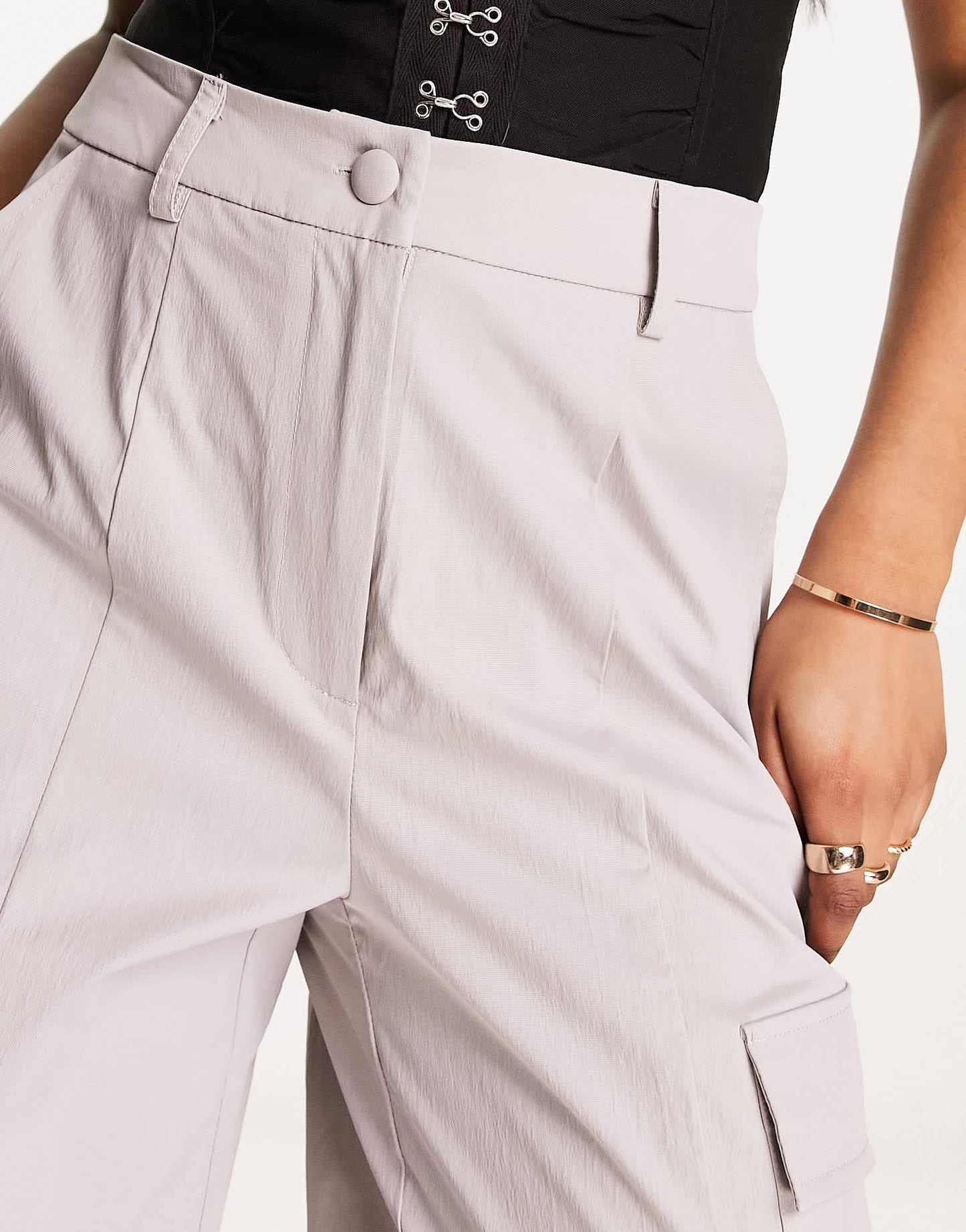 Extro & Vert 90s wide leg cargo trousers in stone grey