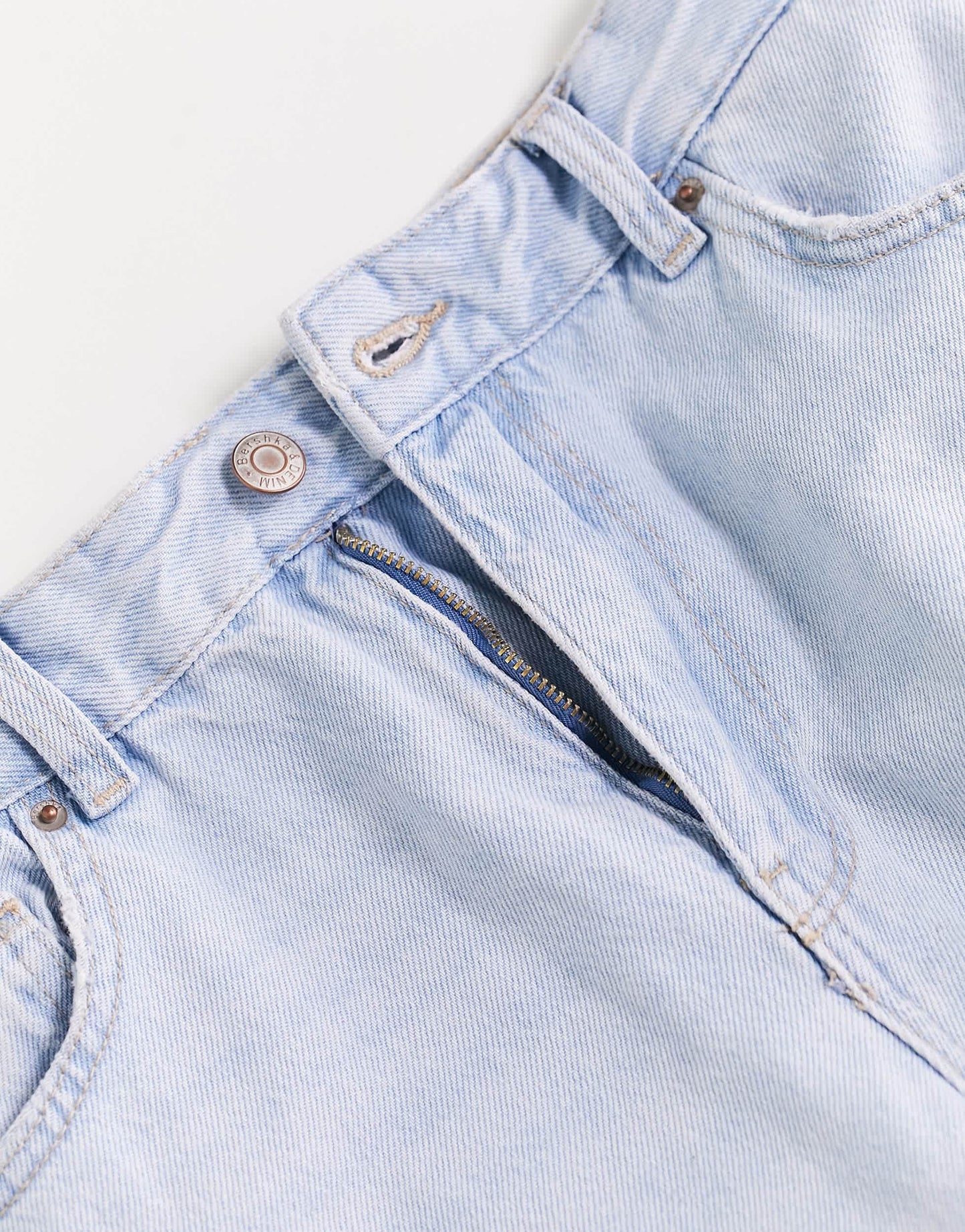 Bershka straight leg jean in bleach blue