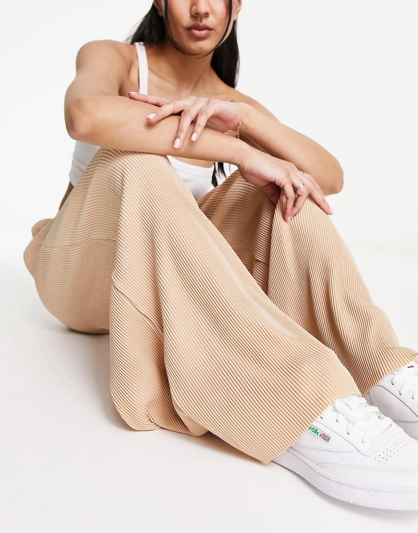 Urban Revivo plisse trousers in beige