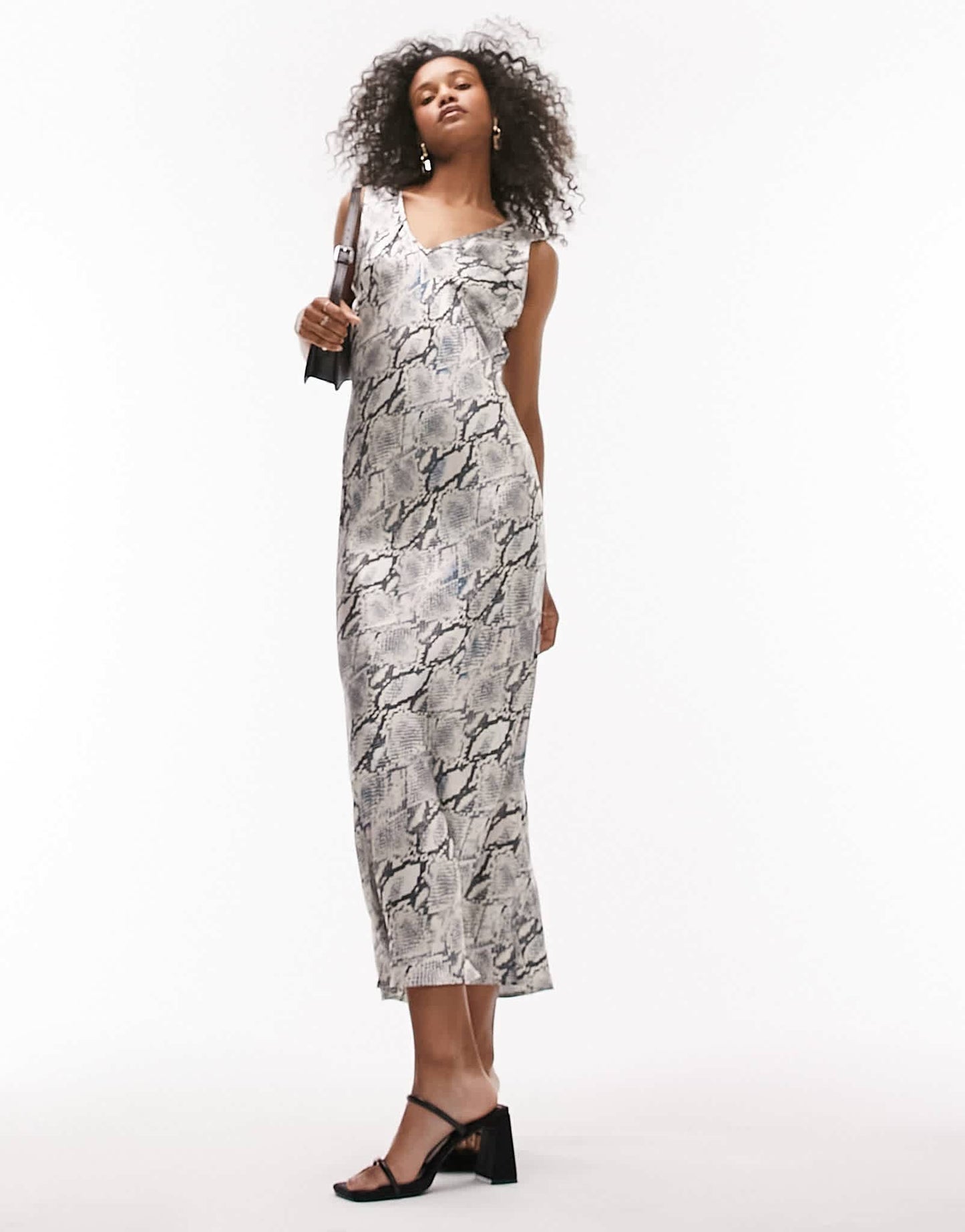 Topshop slip midi dress in snake print